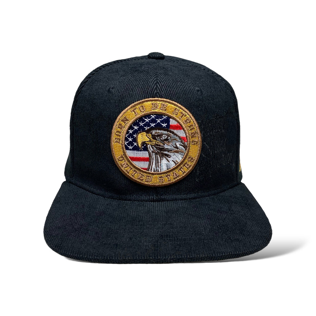 Born to be Strong Eagle Flag Corduroy Cap - USA Patriotic Hat - Embroidered