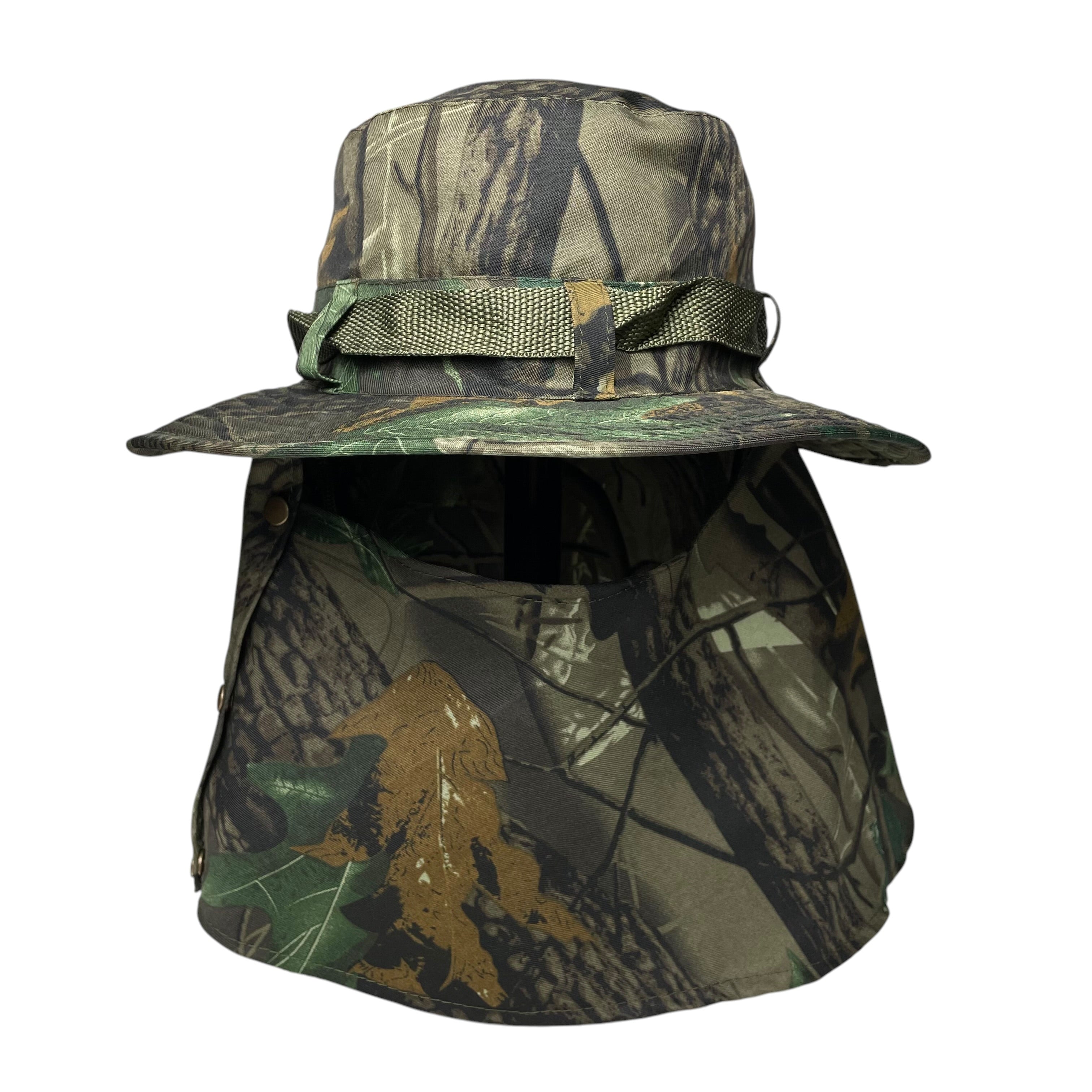 Camouflage Sun Hat, Neck and Face Flap, One Side Removable, Fishing, hunting