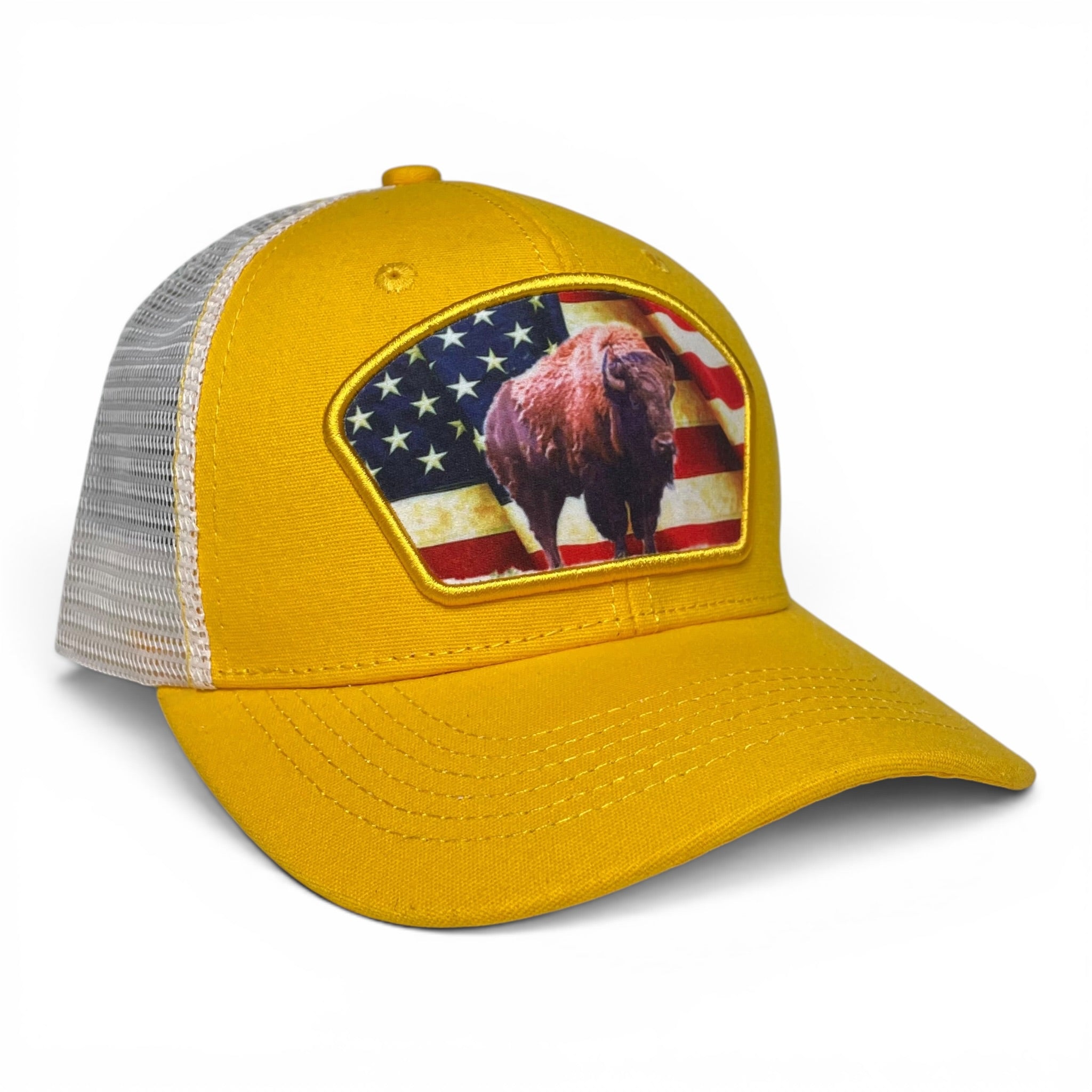 United States USA Flag Buffalo Patch Snapback Trucker Baseball Cap