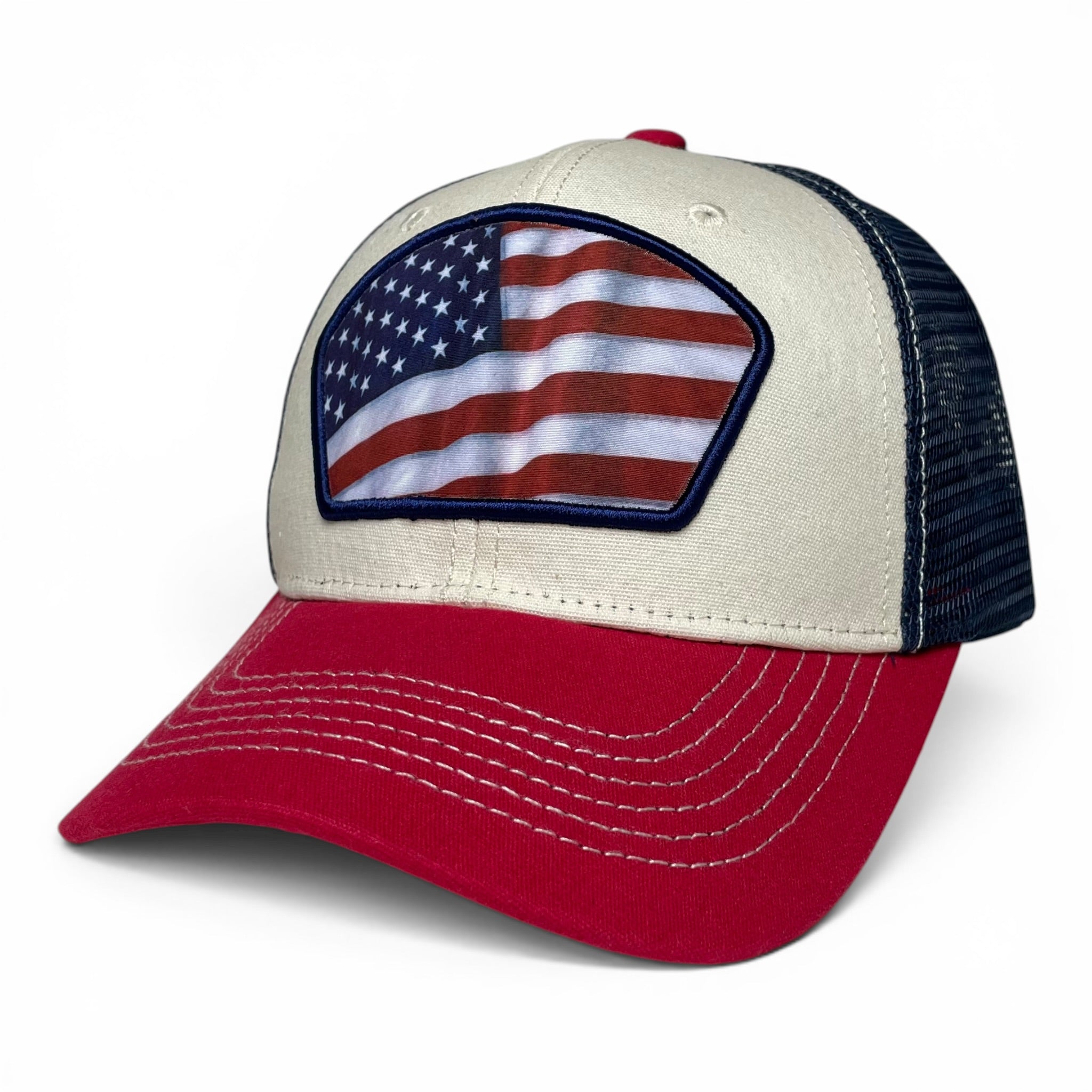 USA Flag Printed Patch Trucker Hat, Snapback, Unisex