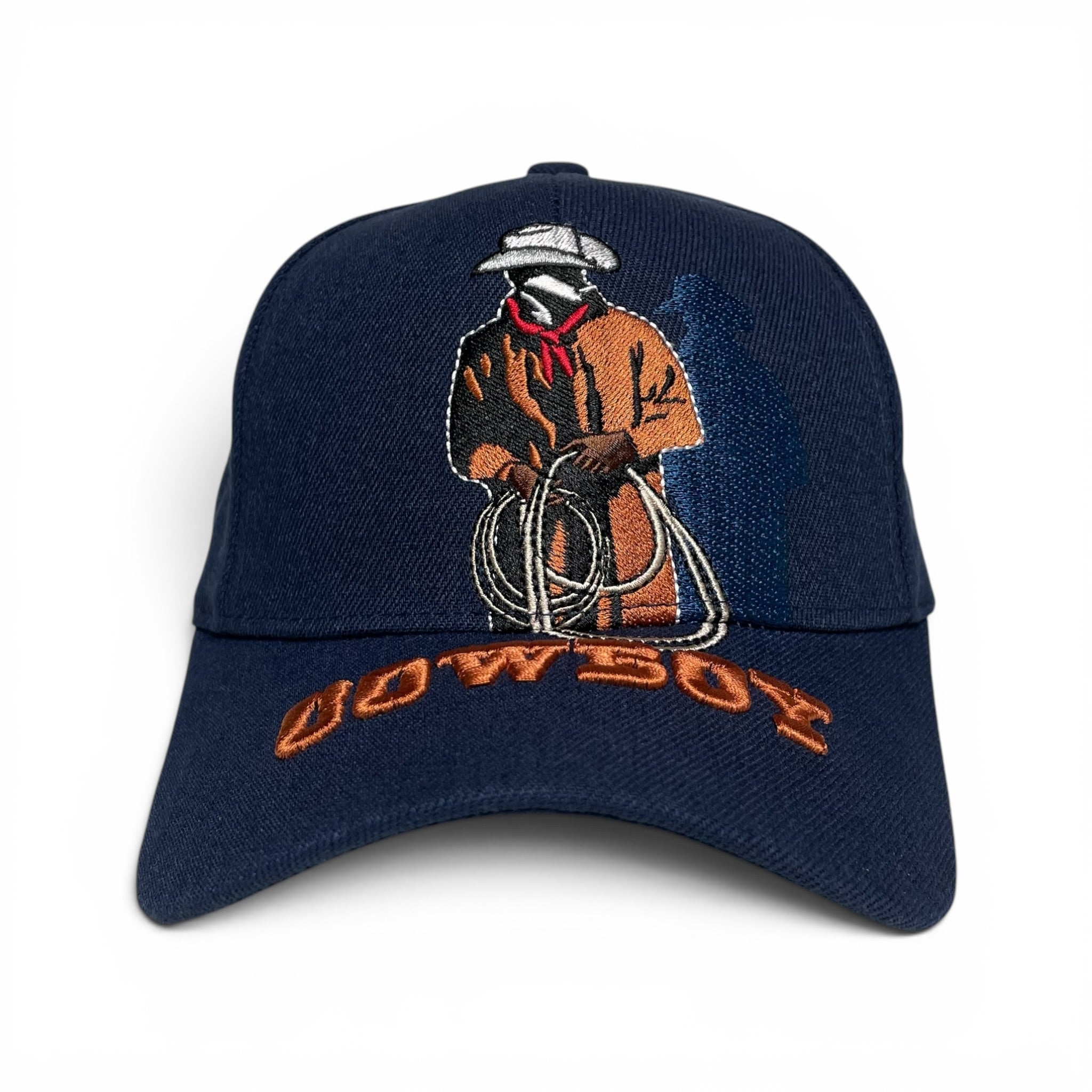 Cowboy Embroidered Navy Baseball Cap, Western Rodeo Hat for Men