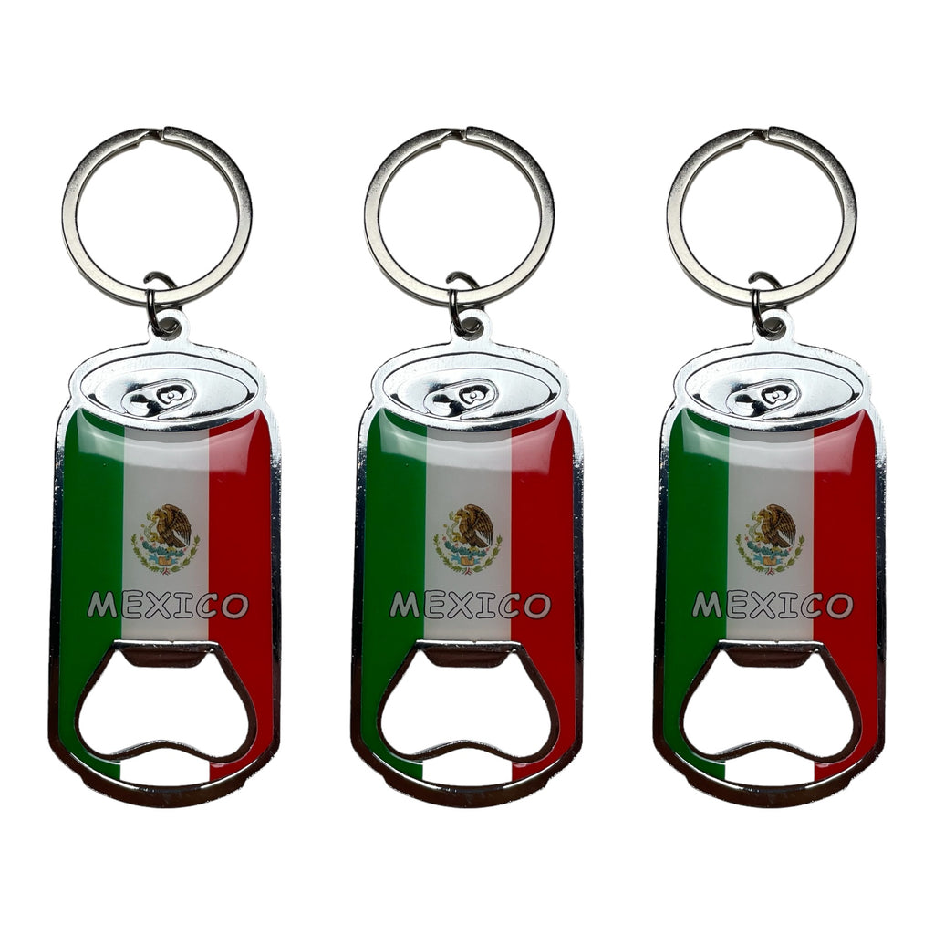 3 Mexico Flag Keychain, Opener | Bandera de Mexico Llavero