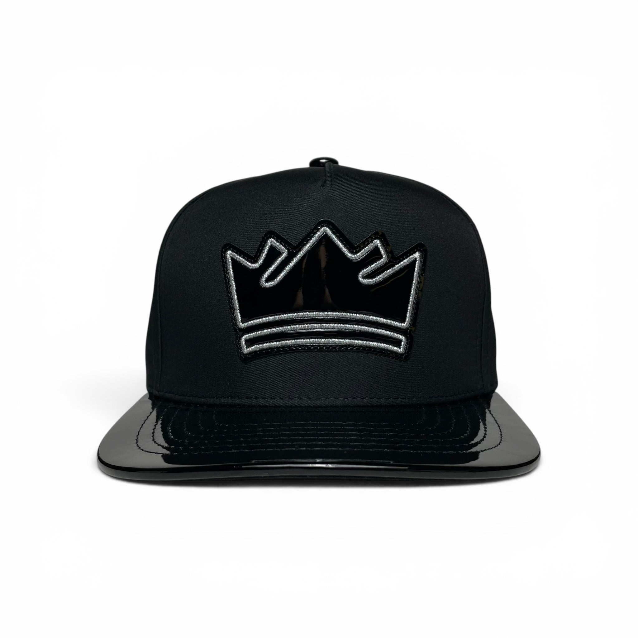 King Crown Snapback Cap, Black, Vinyl Flat Brim, Hip-Hop Style