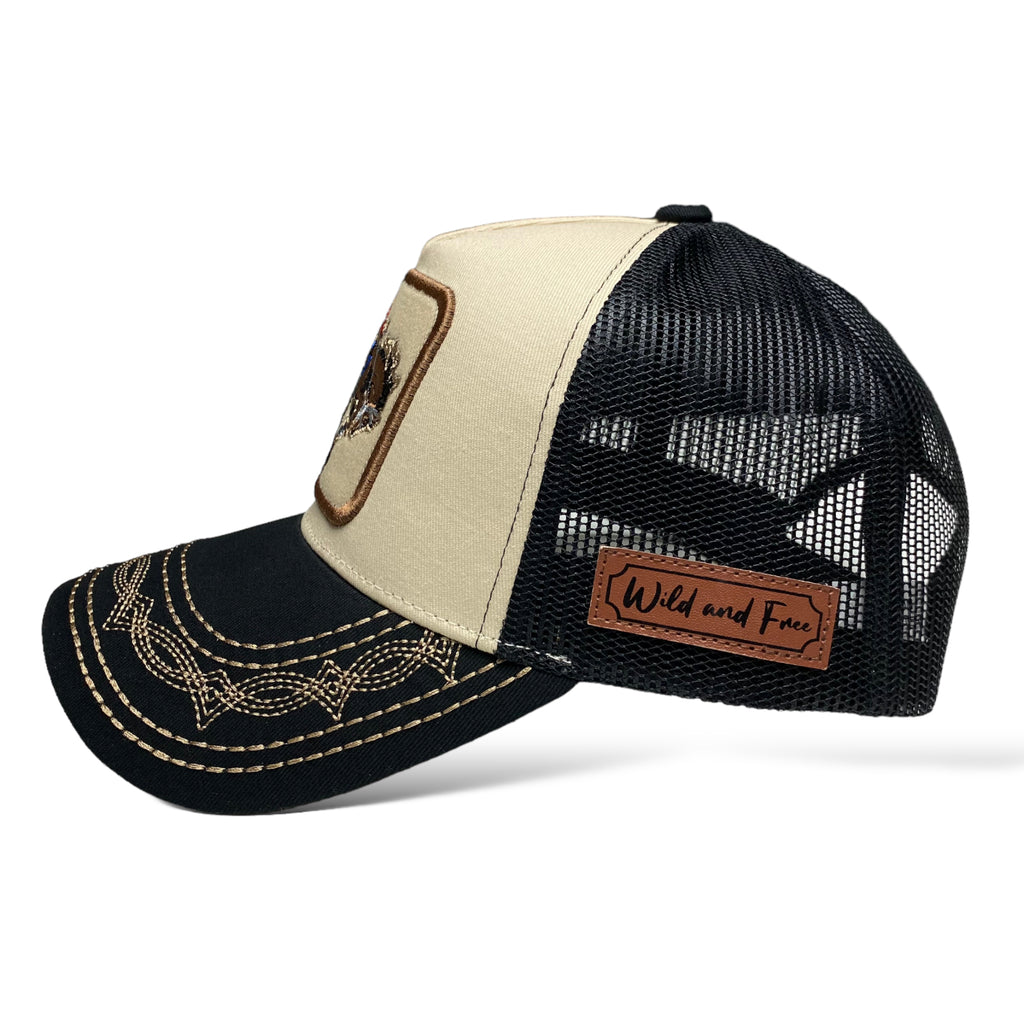 Cowboy Bucking Horse Bronc Riding Roundup Snapback Trucker Baseball Cap Hat