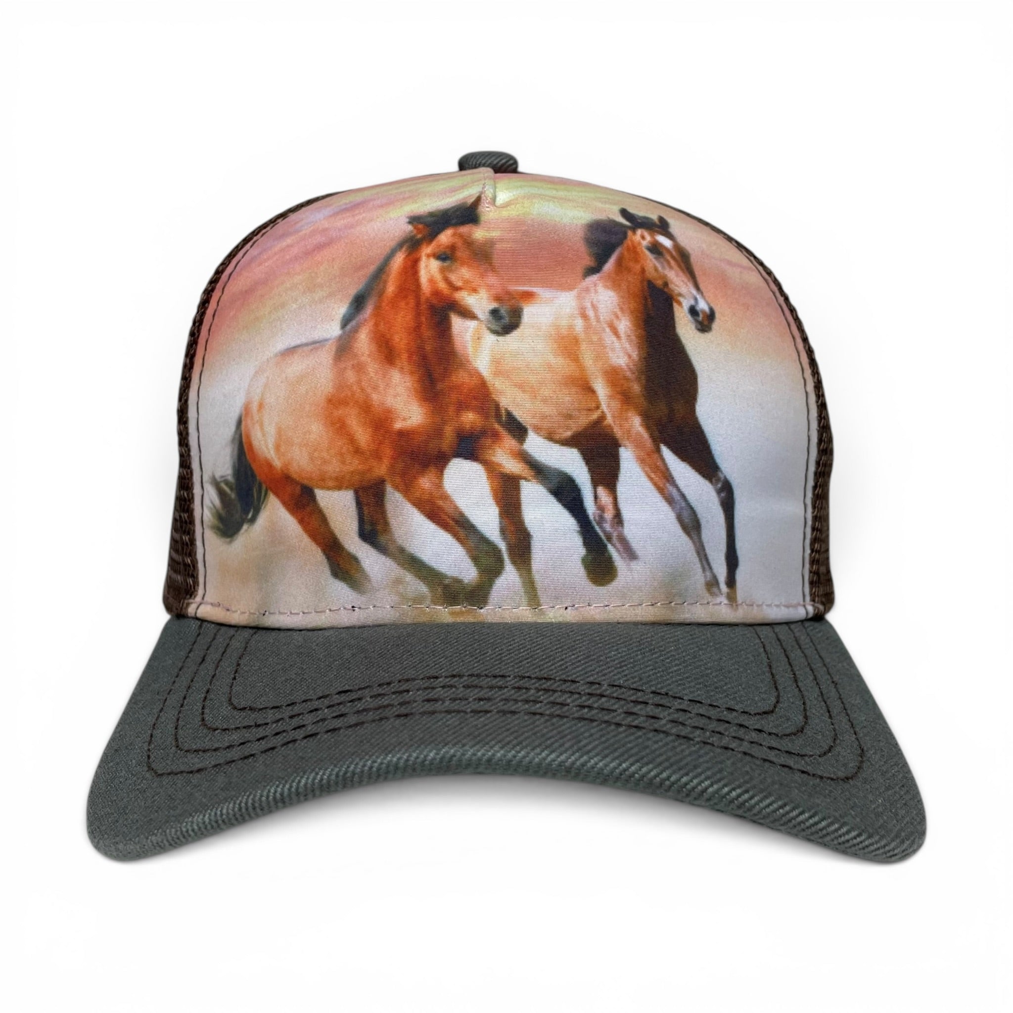 Two Horse Bronco Snapback Hat, Western, Rodeo, Outdoor Style Cap
