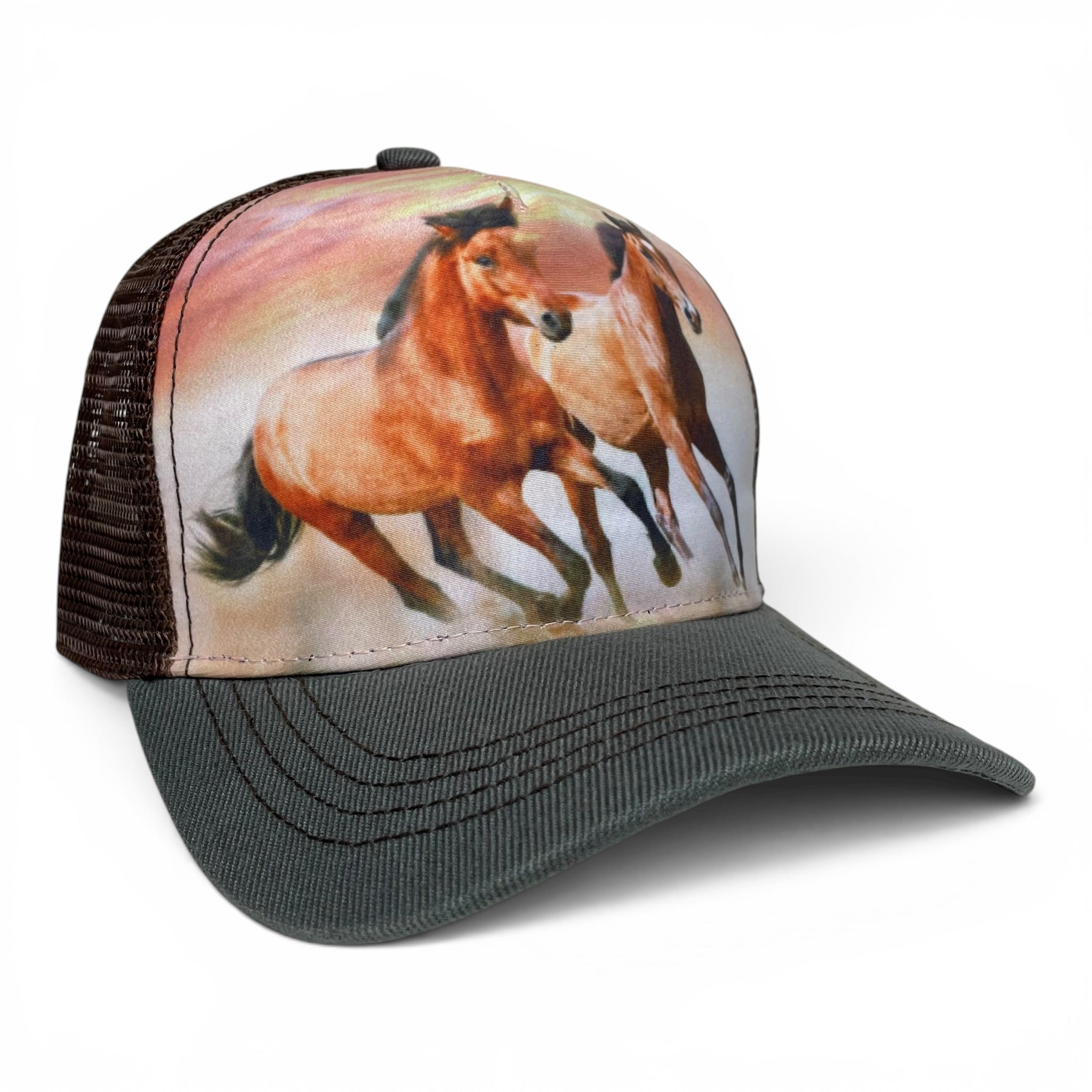 Two Horse Bronco Snapback Hat, Western, Rodeo, Outdoor Style Cap