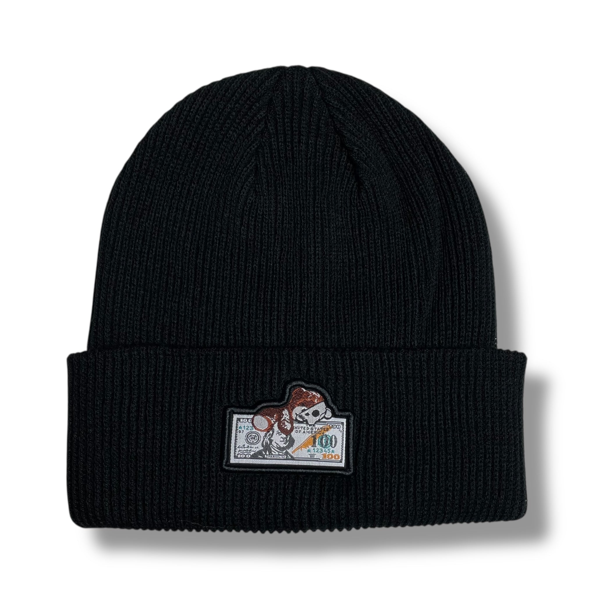 100 Dollar Bill Patch Winter Beanie Hat
