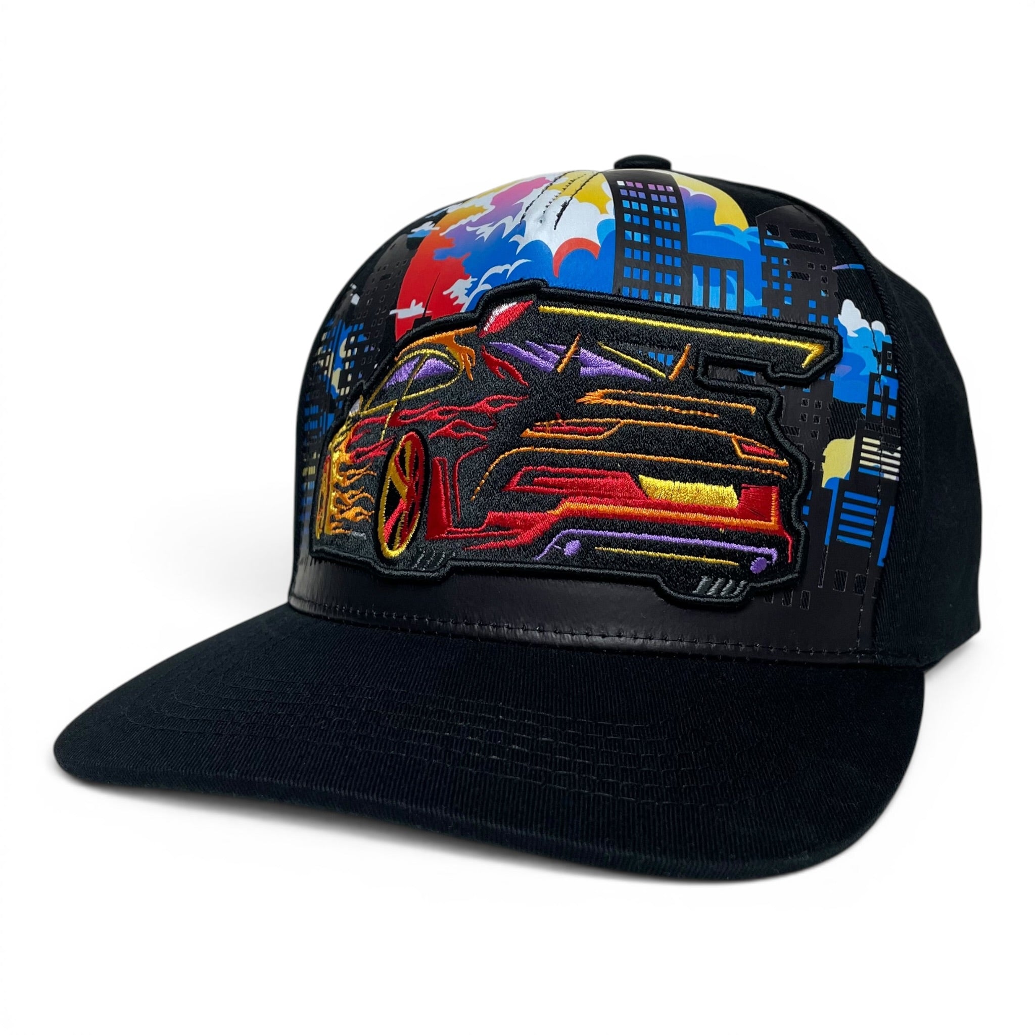 Race New Leader Snapback, Embroidered Racing Car Cap, Black
