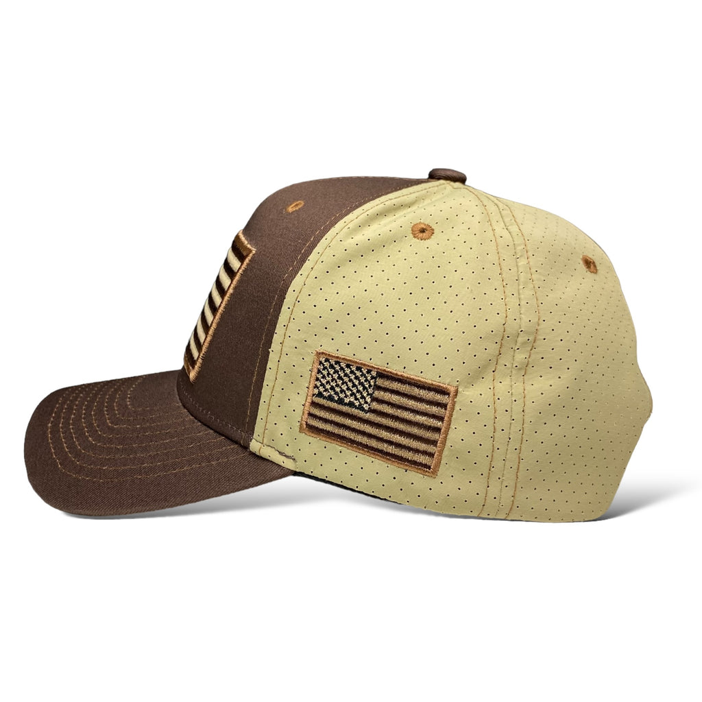 Wholesale Brown Baseball Cap with Embroidered USA Flag Patch