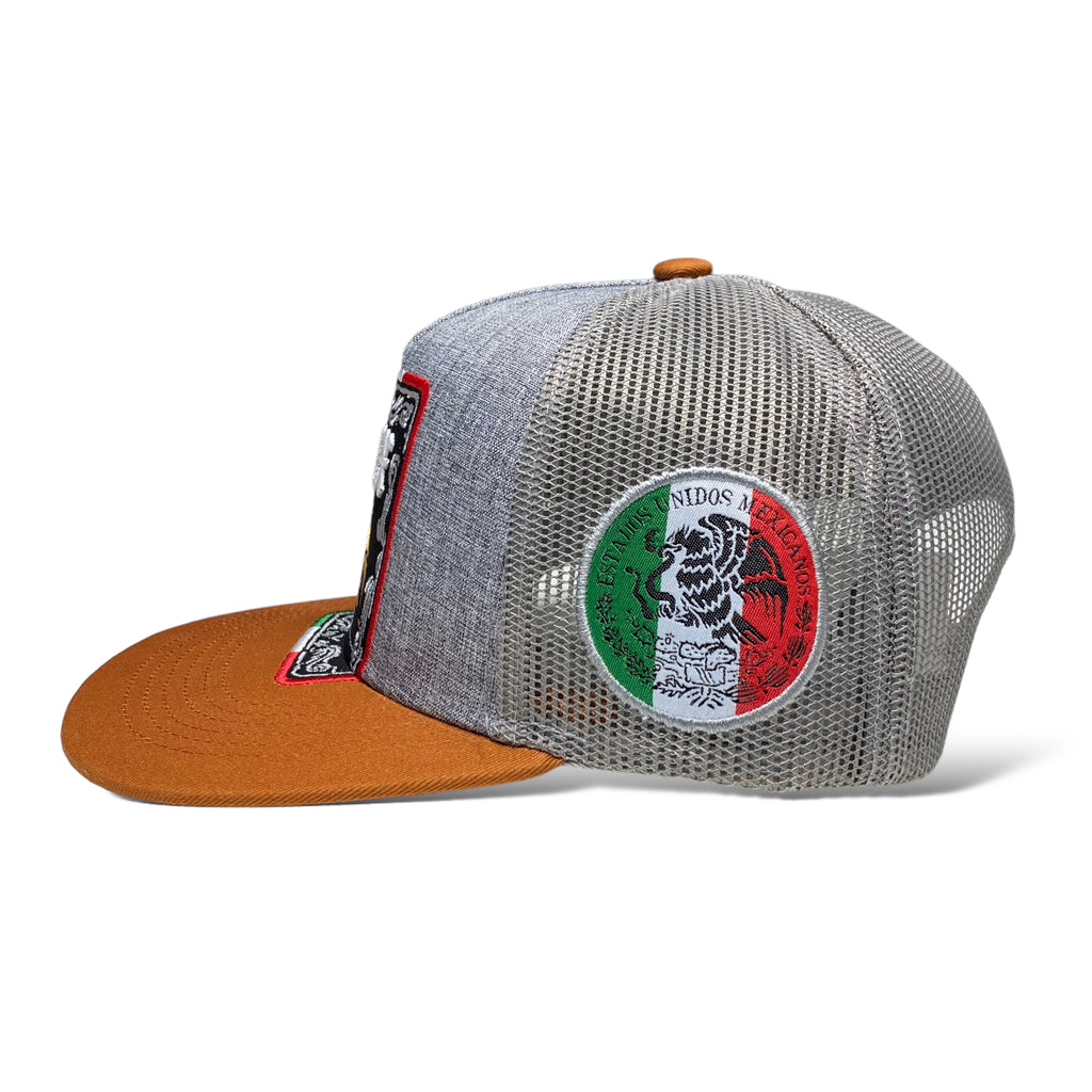 Mexican Eagle Trucker Cap with Mesh Back and Mexican Flag Design