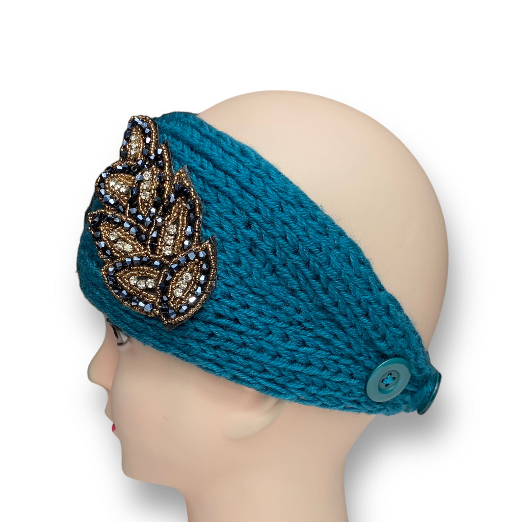 Women's Winter Knit Wool Headband – Ear Warmer Turban Hat - Aqua blue