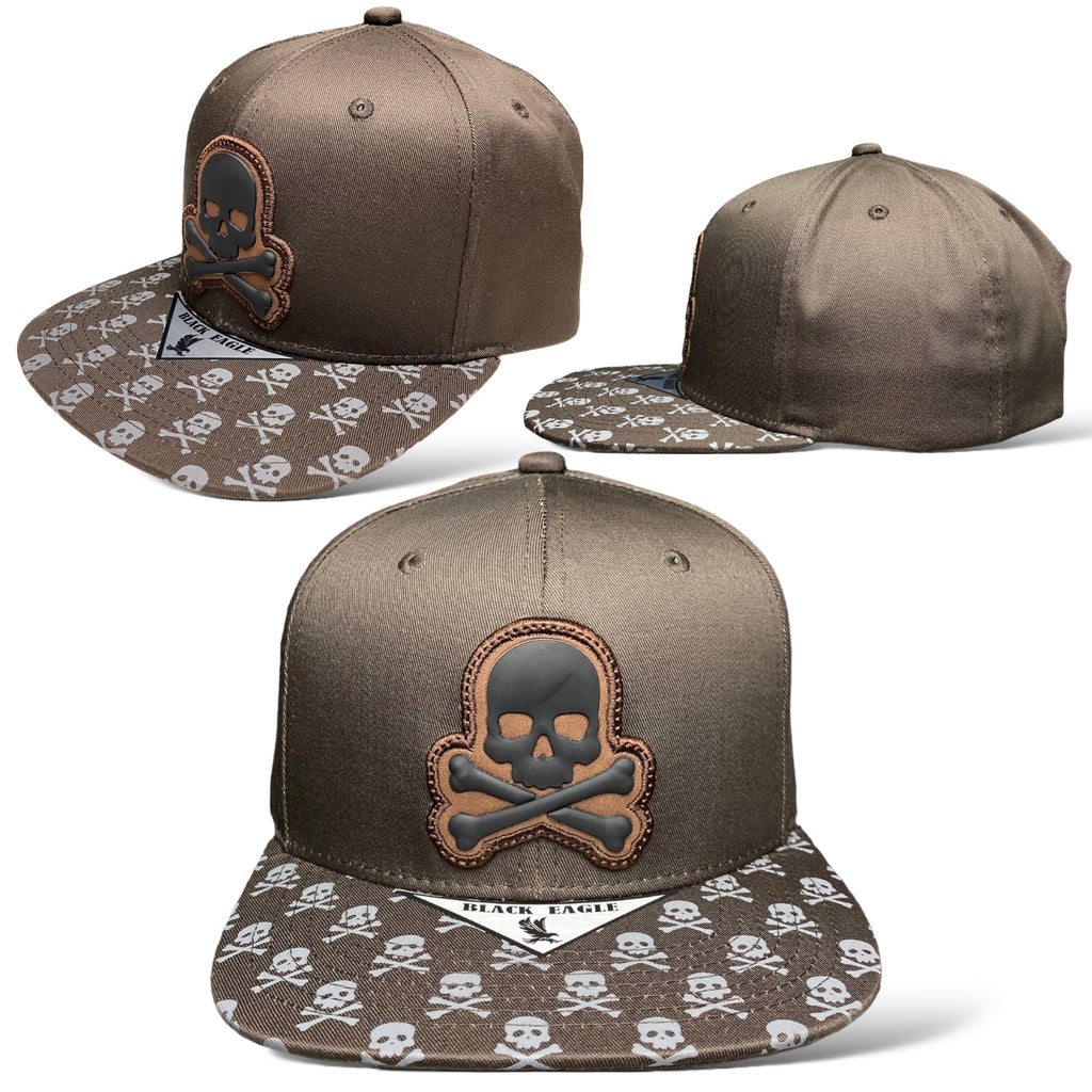 Wholesale Skull Crossbones Rubber Patch Snapback Baseball Hat