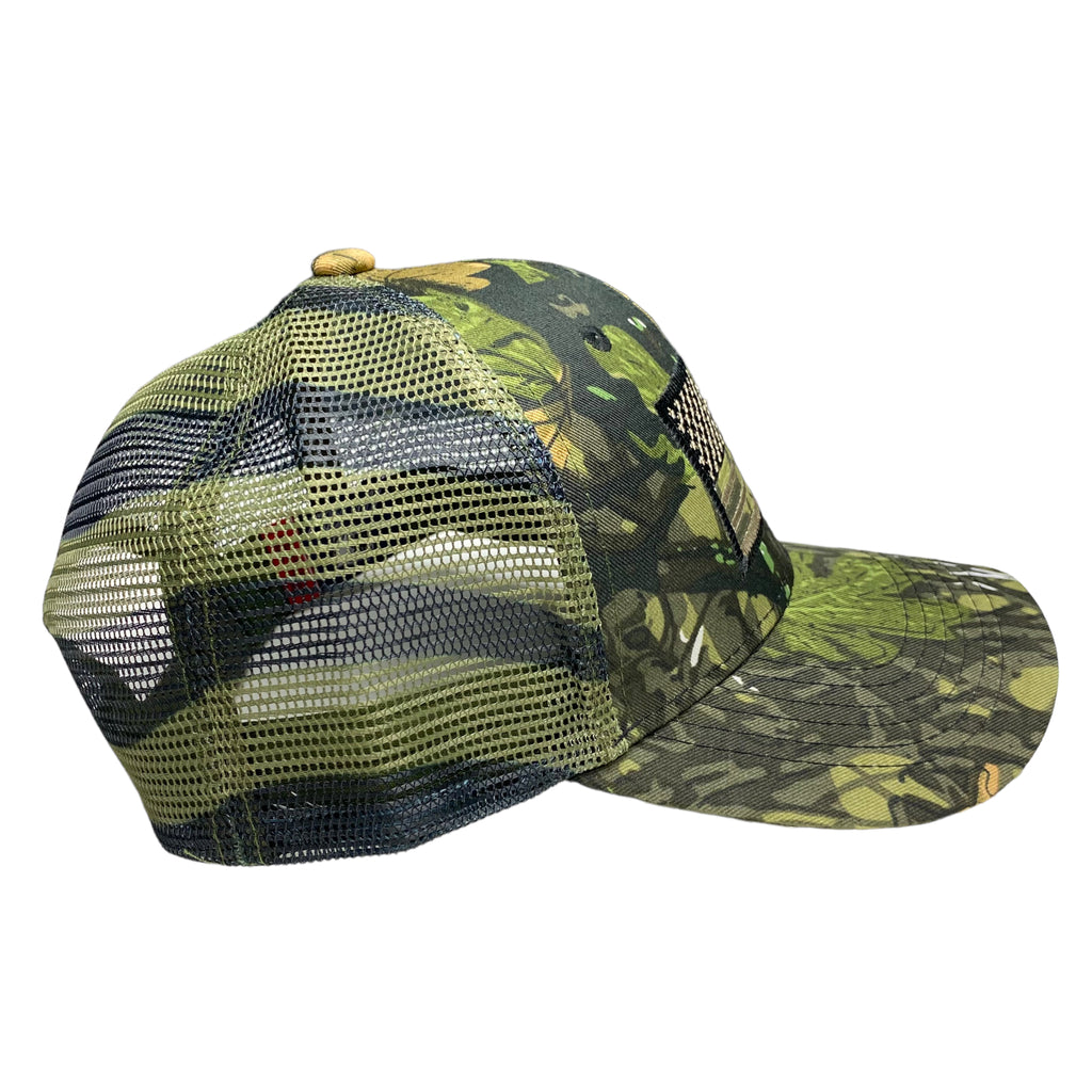 US American Flag Embroidered Patch Adjustable Camo Trucker Cap