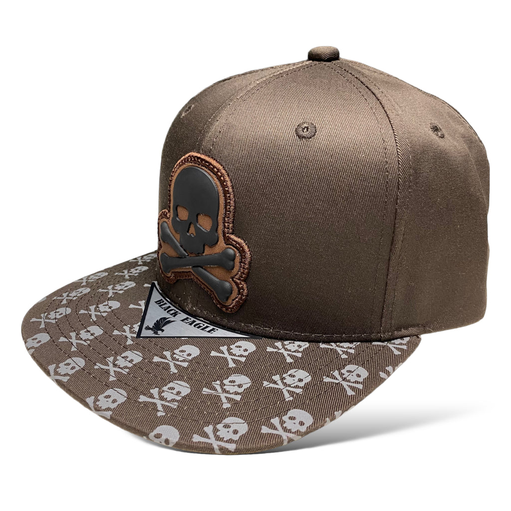 Wholesale Skull Crossbones Rubber Patch Snapback Baseball Hat