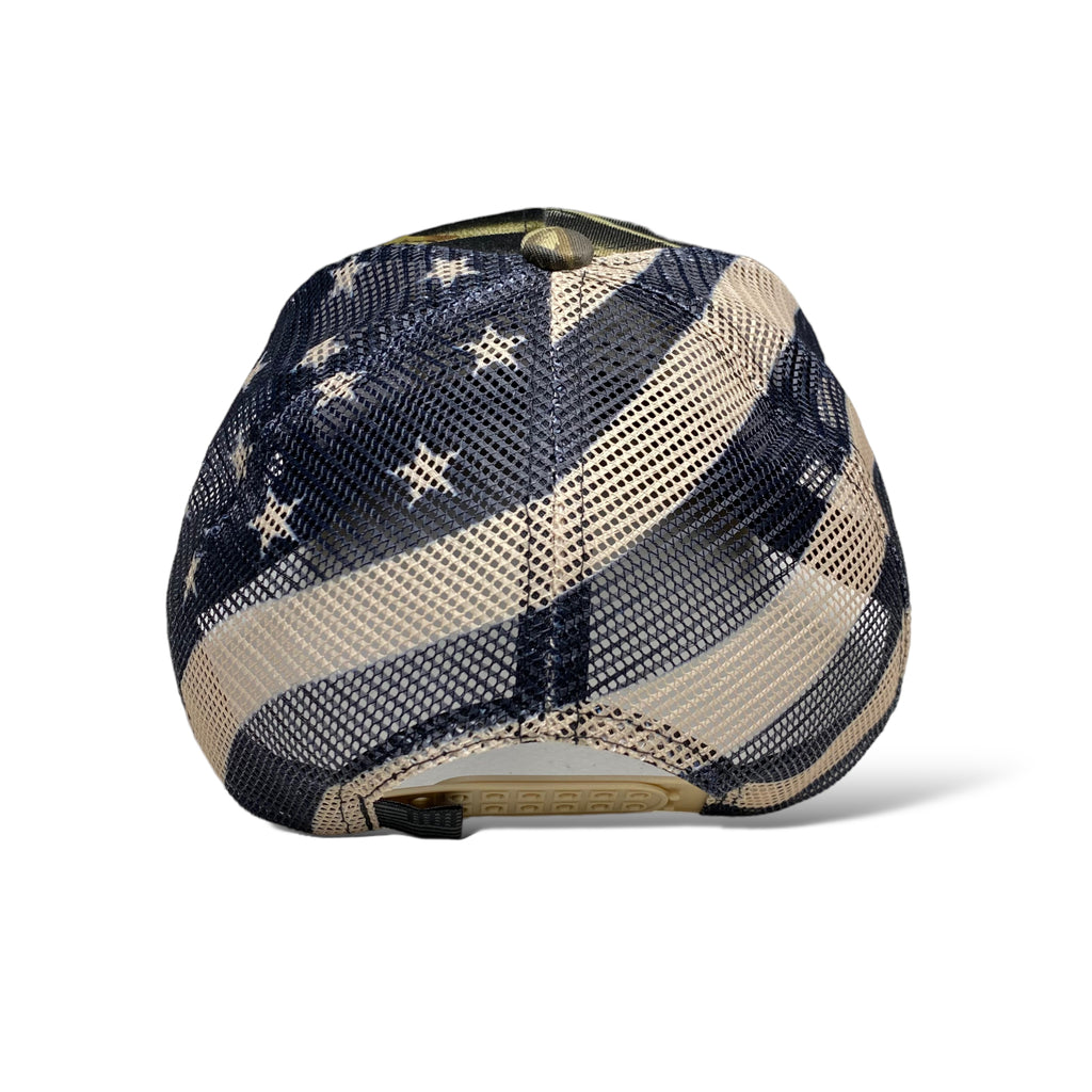 US American Flag Embroidered Patch Adjustable Camo Trucker Cap