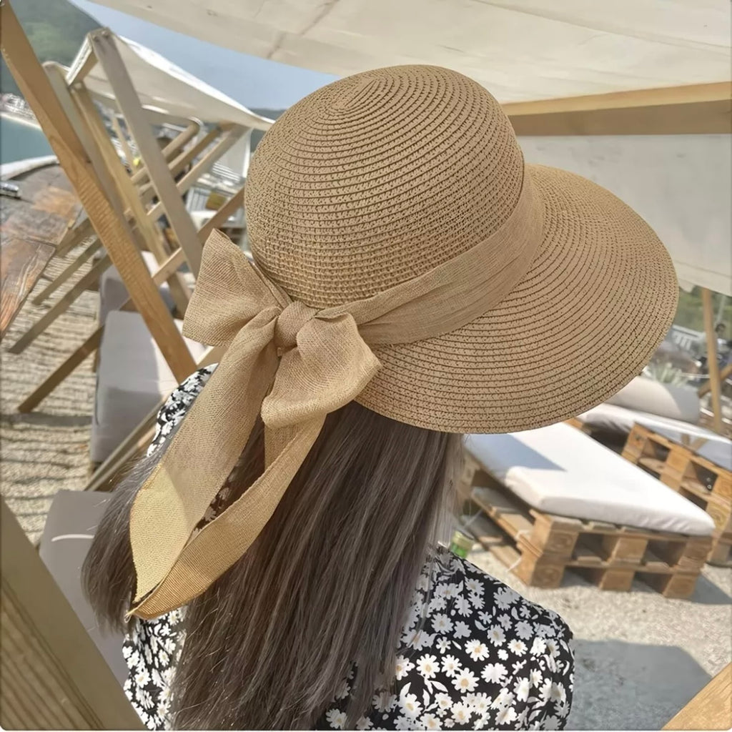 Womens Wide Brim Straw Sun Hat – UV Protection, Foldable Beach Hat