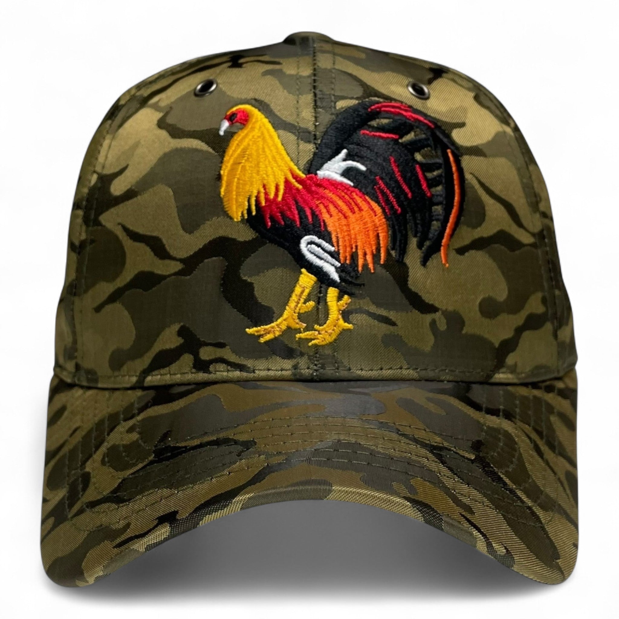 Rooster Embroidered Baseball Cap, Camo, Adjustable, Western