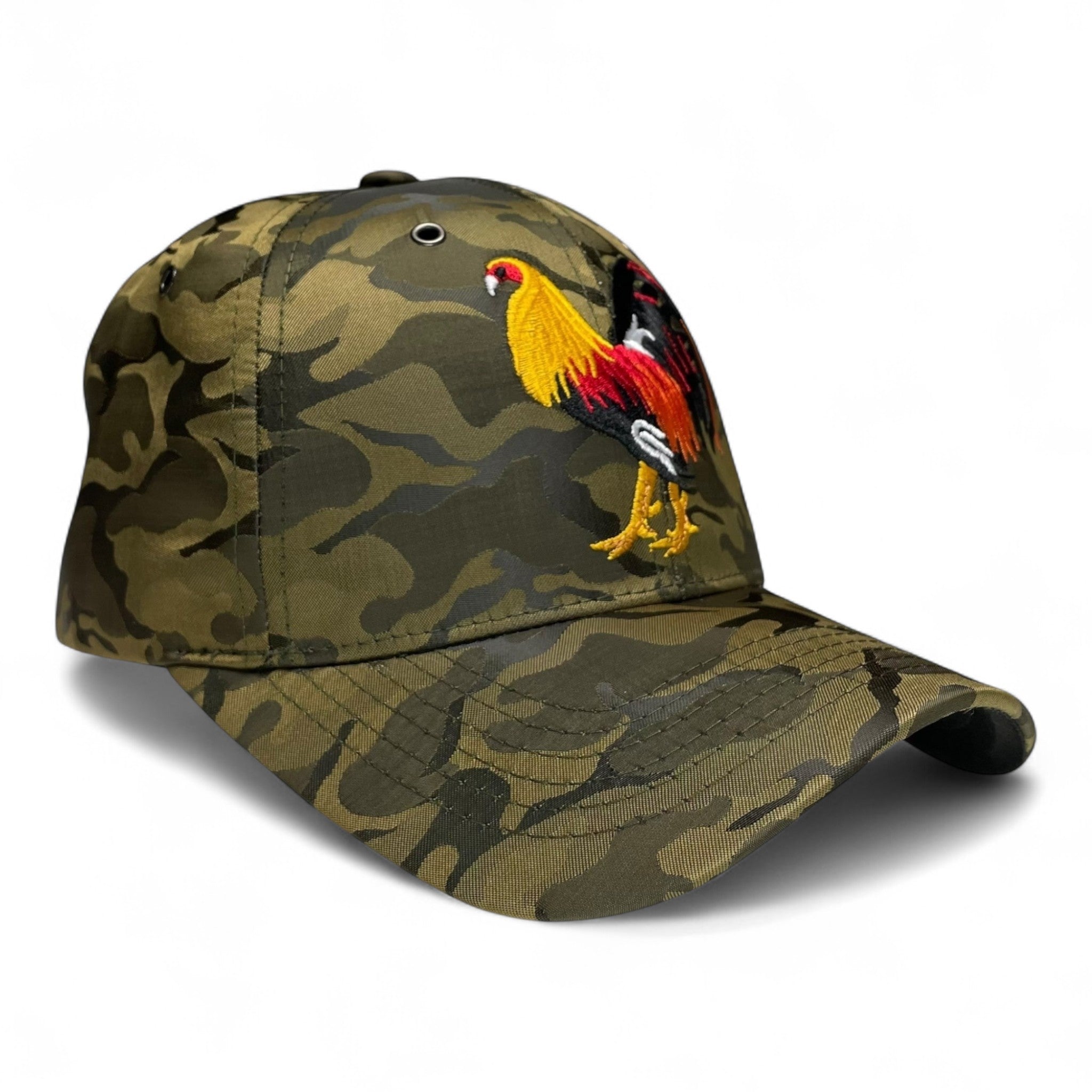 Rooster Embroidered Baseball Cap, Camo, Adjustable, Western