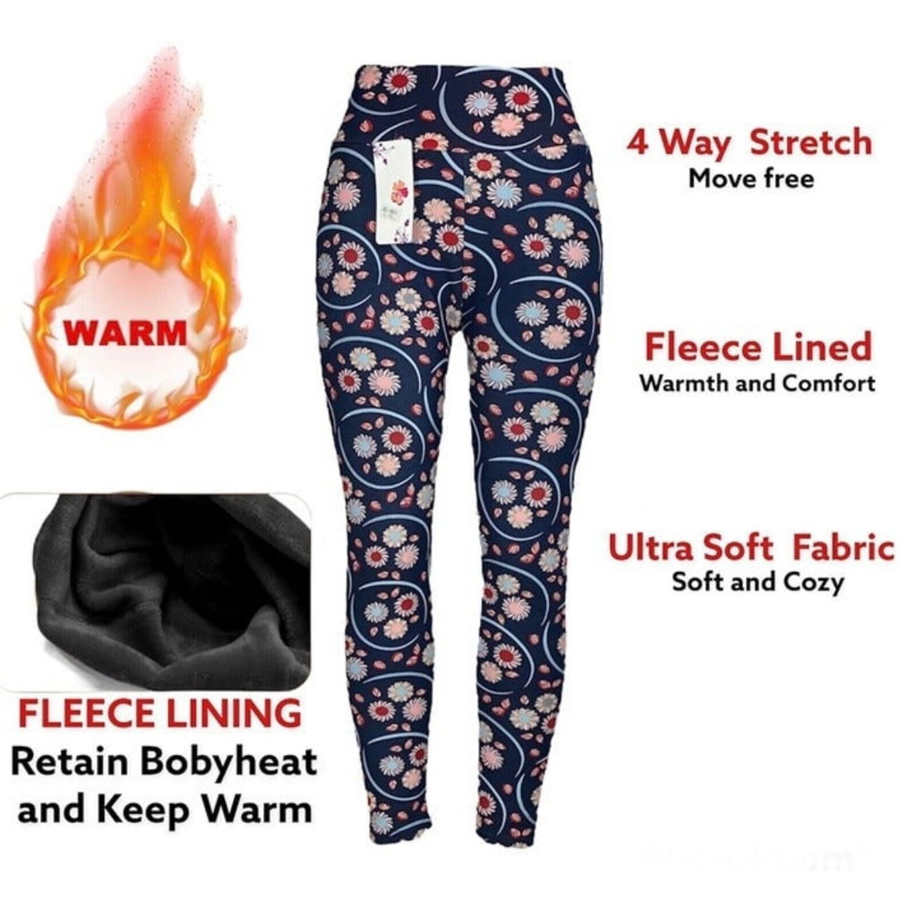 Women's High Waist Thermal Fleece Lined Leggings Size S, M, L, XL