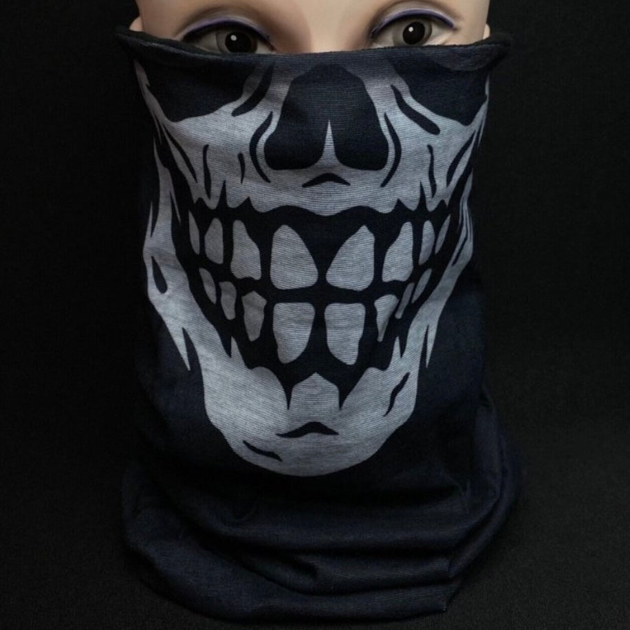 Skull Design Black Winter Thermal Face Mask, Warm Neck Gaiter Balaclava Unisex