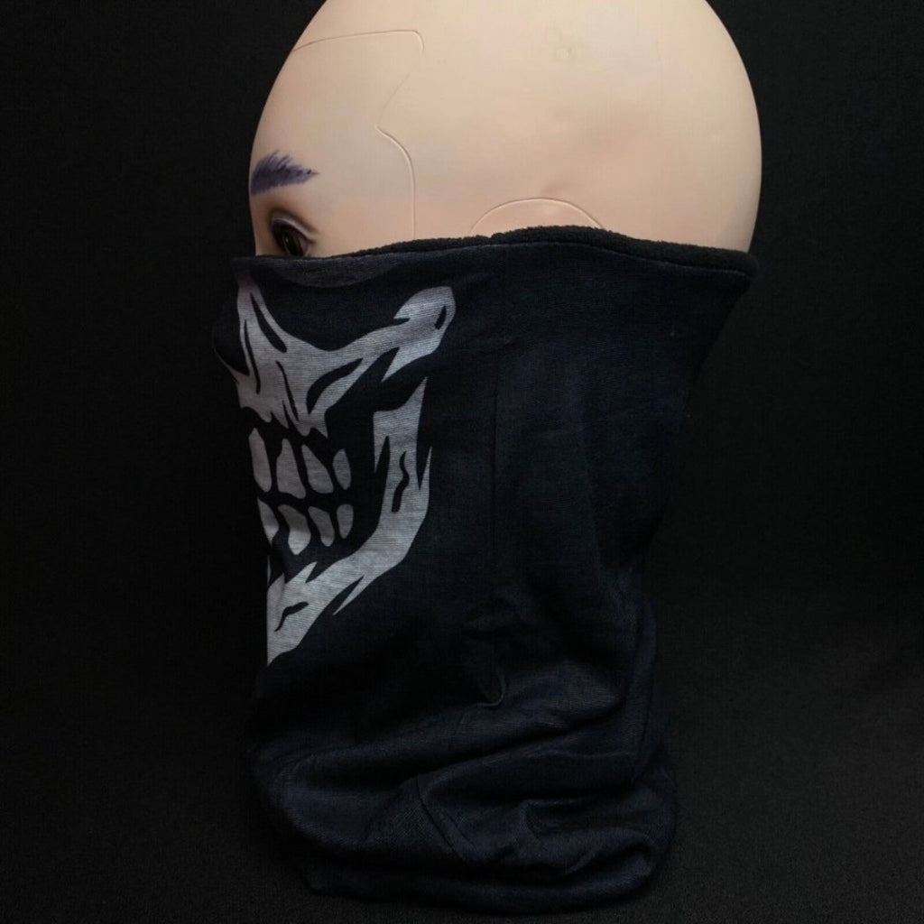 Skull Design Black Winter Thermal Face Mask, Warm Neck Gaiter Balaclava Unisex