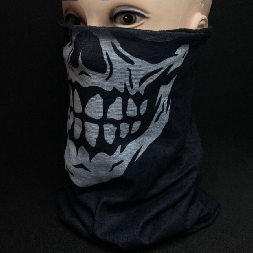 Skull Design Black Winter Thermal Face Mask, Warm Neck Gaiter Balaclava Unisex