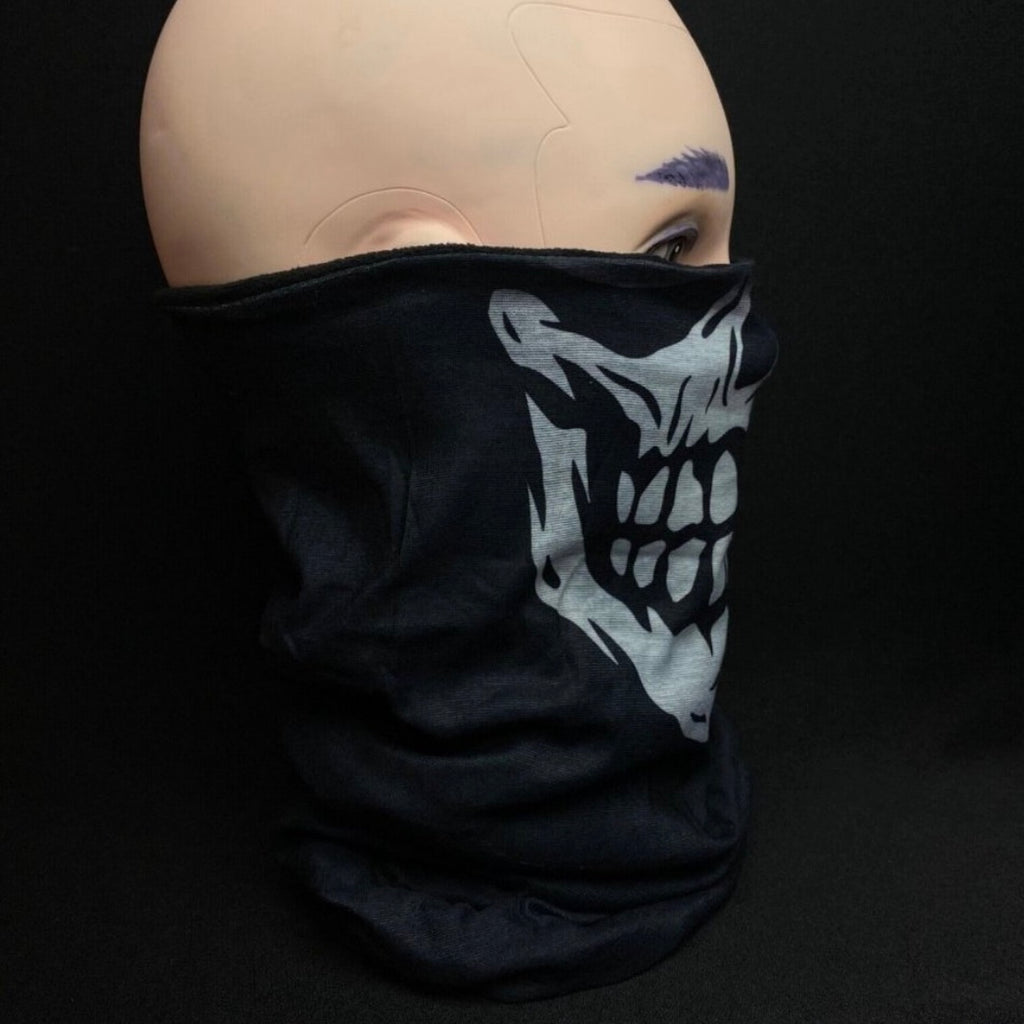 Skull Design Black Winter Thermal Face Mask, Warm Neck Gaiter Balaclava Unisex