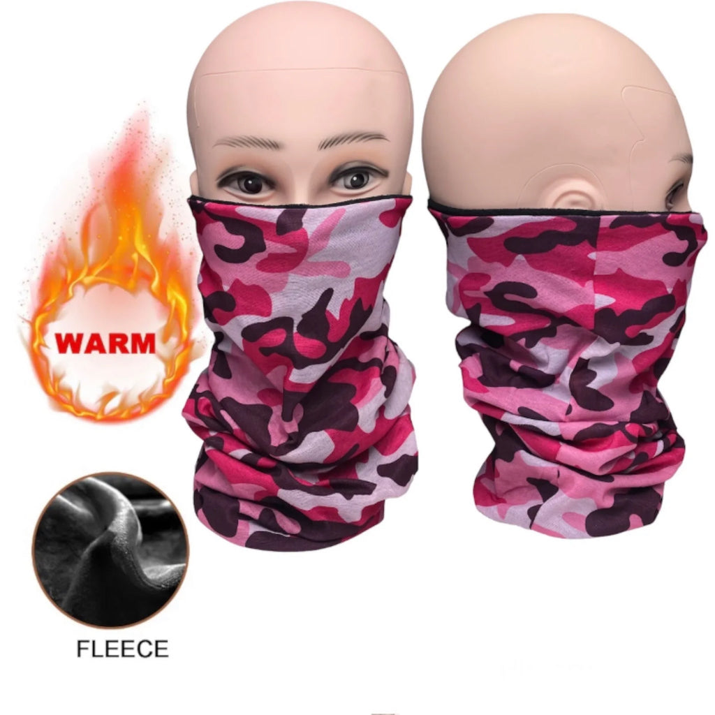 Pink Camouflage Winter Thermal Face Mask, Warm Neck Gaiter Balaclava Unisex