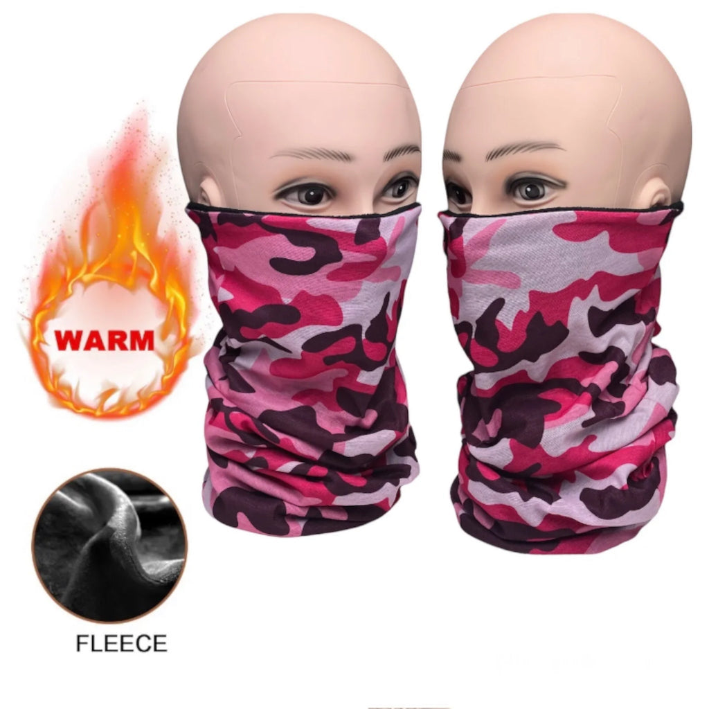 Pink Camouflage Winter Thermal Face Mask, Warm Neck Gaiter Balaclava Unisex