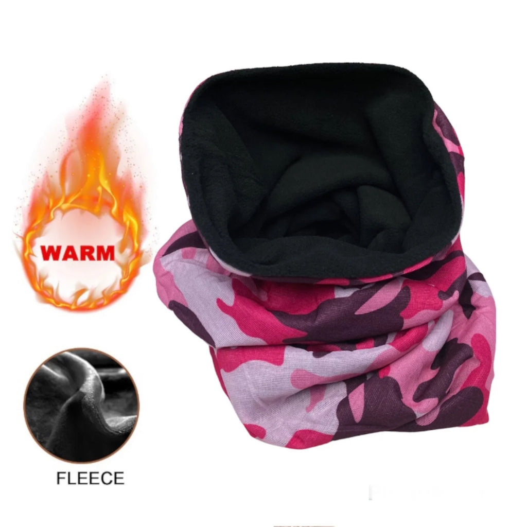 Pink Camouflage Winter Thermal Face Mask, Warm Neck Gaiter Balaclava Unisex