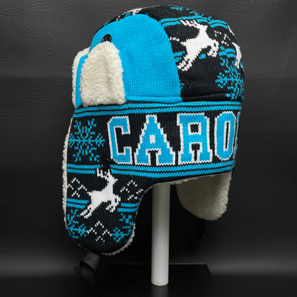 Carolina Trapper Aviator Knit Beanie – Blue Nordic Winter Hat with Ear Flaps