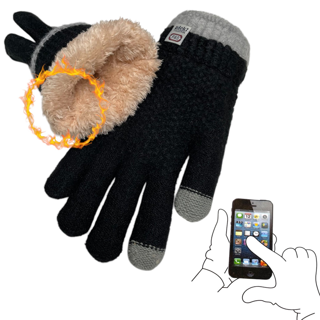 Women’s Winter Gloves - Warm Fleece-Lined Knit, 2-Finger Touch Screen Compatible