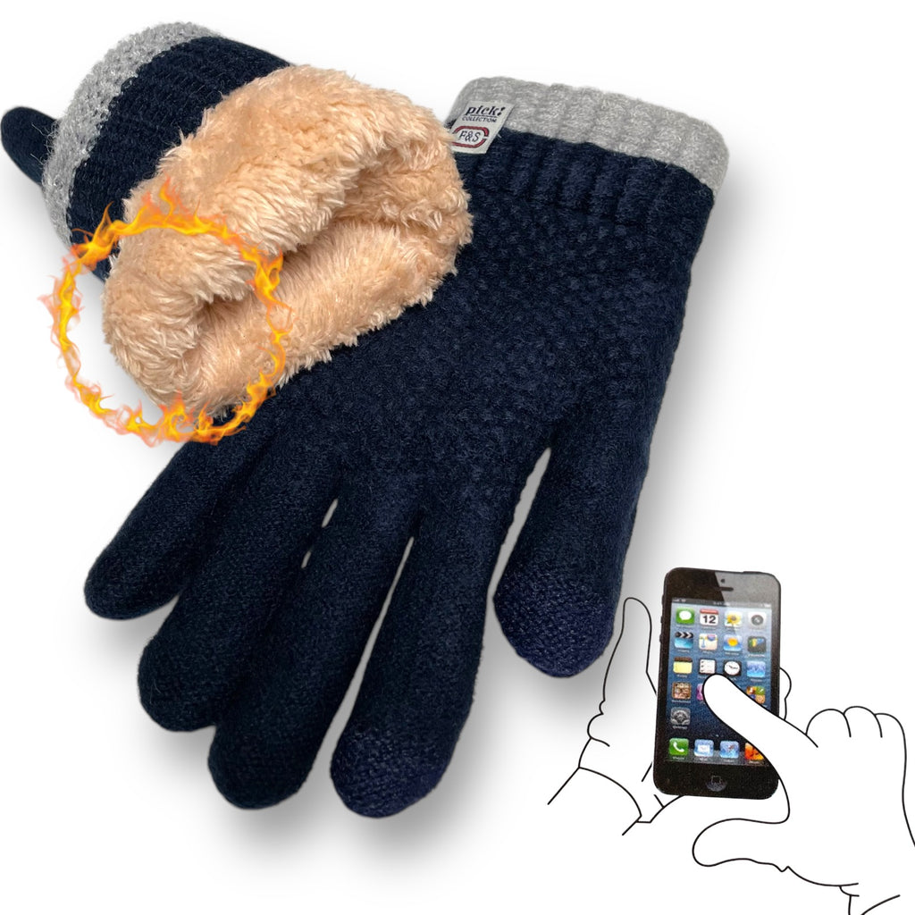 Women’s Winter Gloves - Warm Fleece-Lined Knit, 2-Finger Touch Screen Compatible