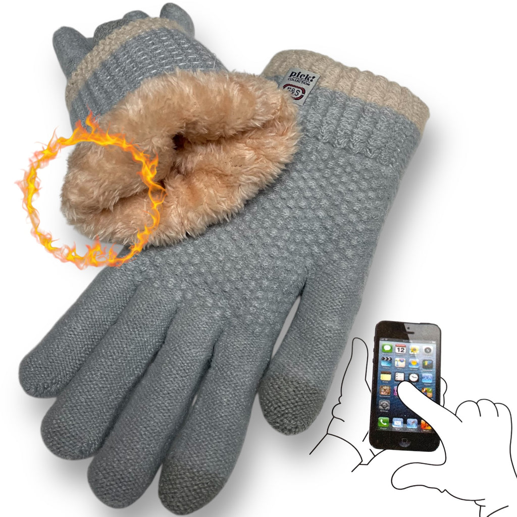 Women’s Winter Gloves - Warm Fleece-Lined Knit, 2-Finger Touch Screen Compatible