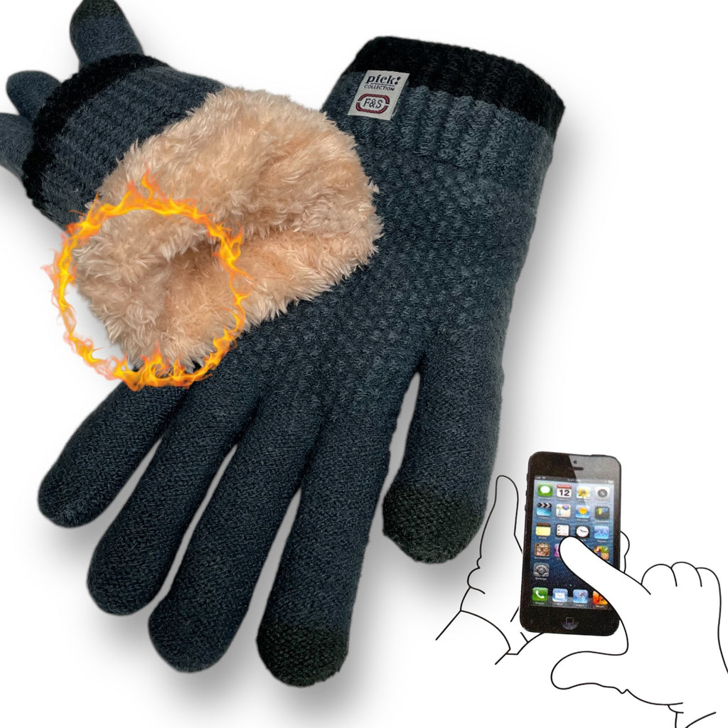 Women’s Winter Gloves - Warm Fleece-Lined Knit, 2-Finger Touch Screen Compatible