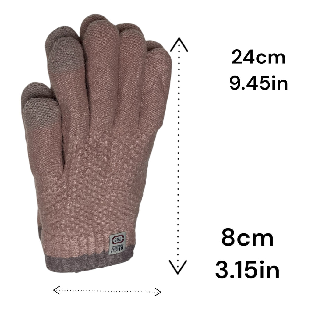 Women’s Winter Gloves - Warm Fleece-Lined Knit, 2-Finger Touch Screen Compatible