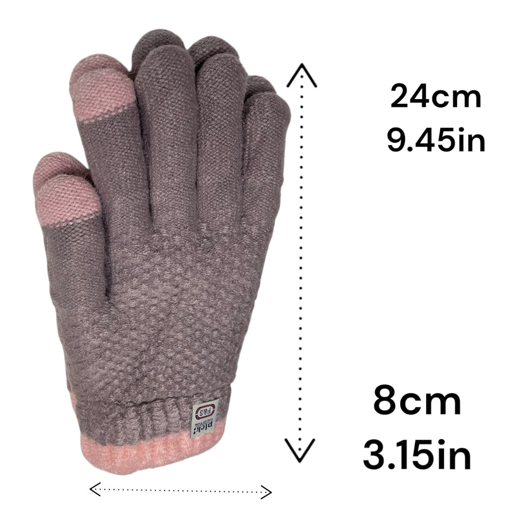 Women’s Winter Gloves - Warm Fleece-Lined Knit, 2-Finger Touch Screen Compatible