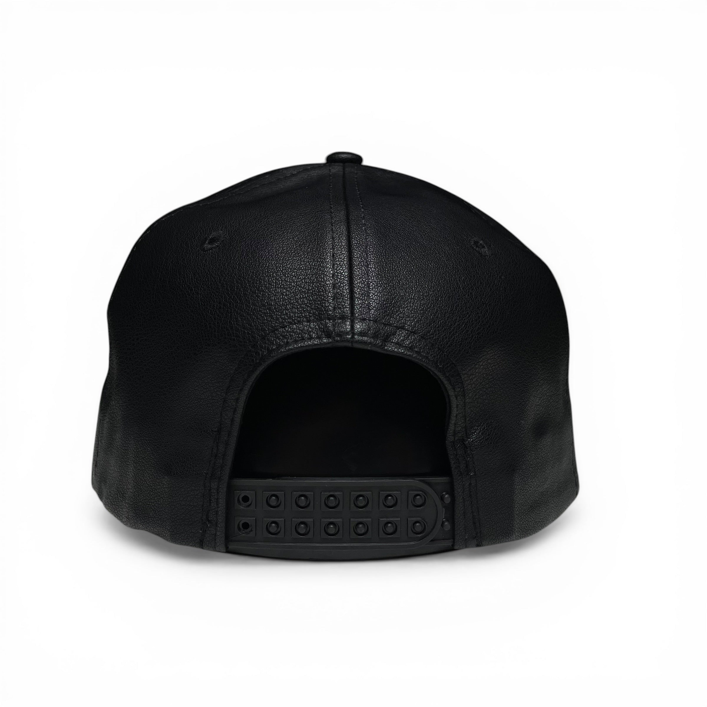 El Jefe Rooster Leather Snapback Camper Hat Black