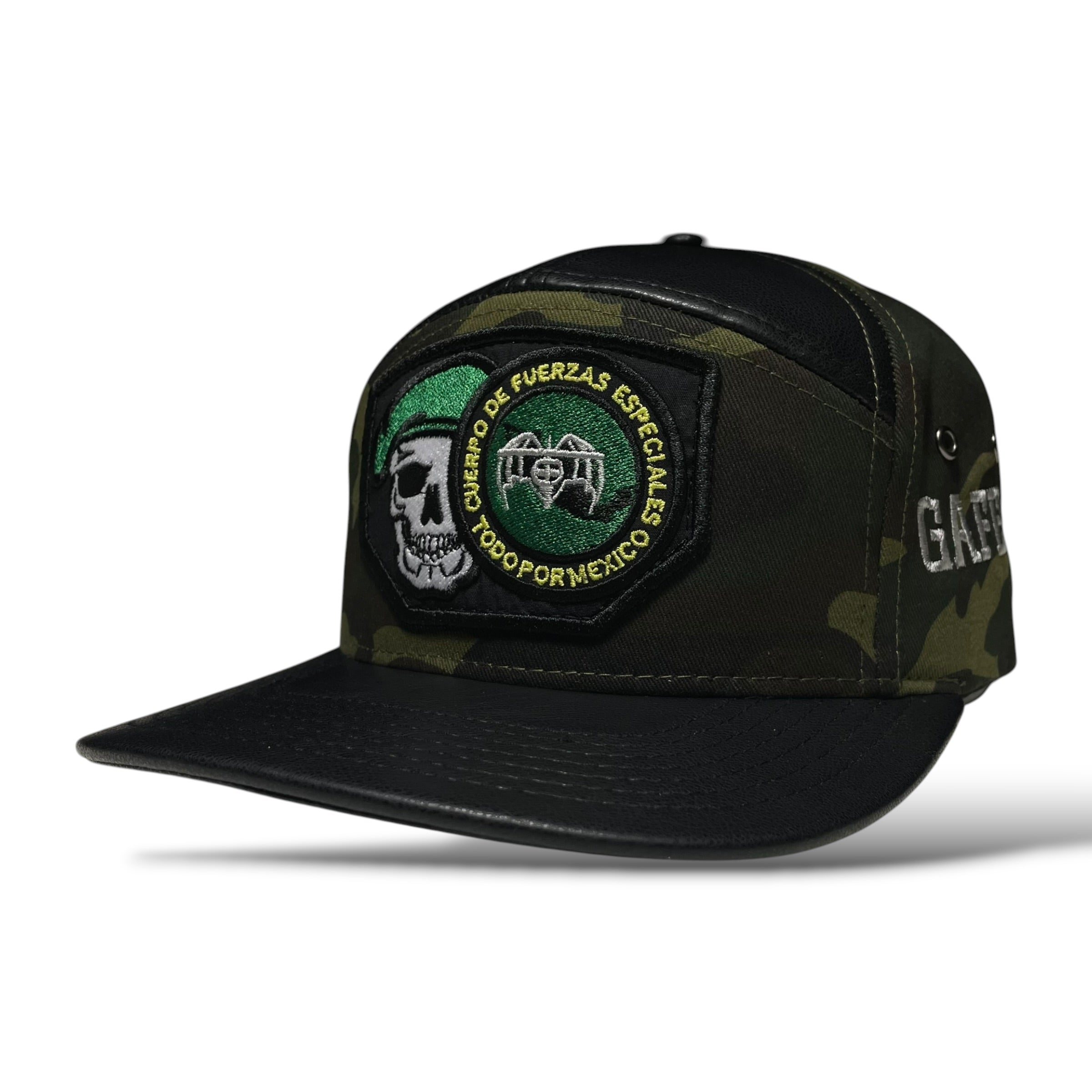 Gorra Snapback Camo GAFES México Fuerzas Especiales Parche Bordado Visera PU
