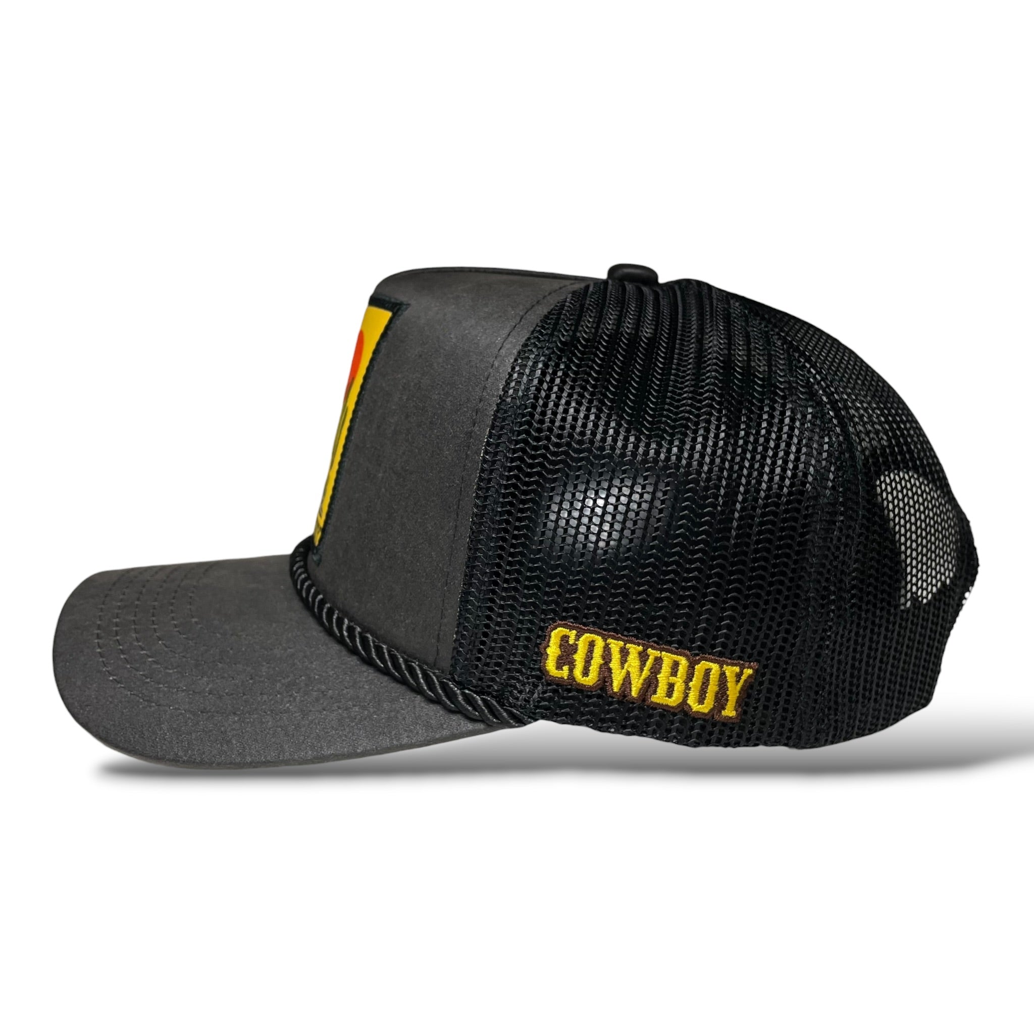 Western Cowboy Horse Patch Black Mesh Back Trucker Hat