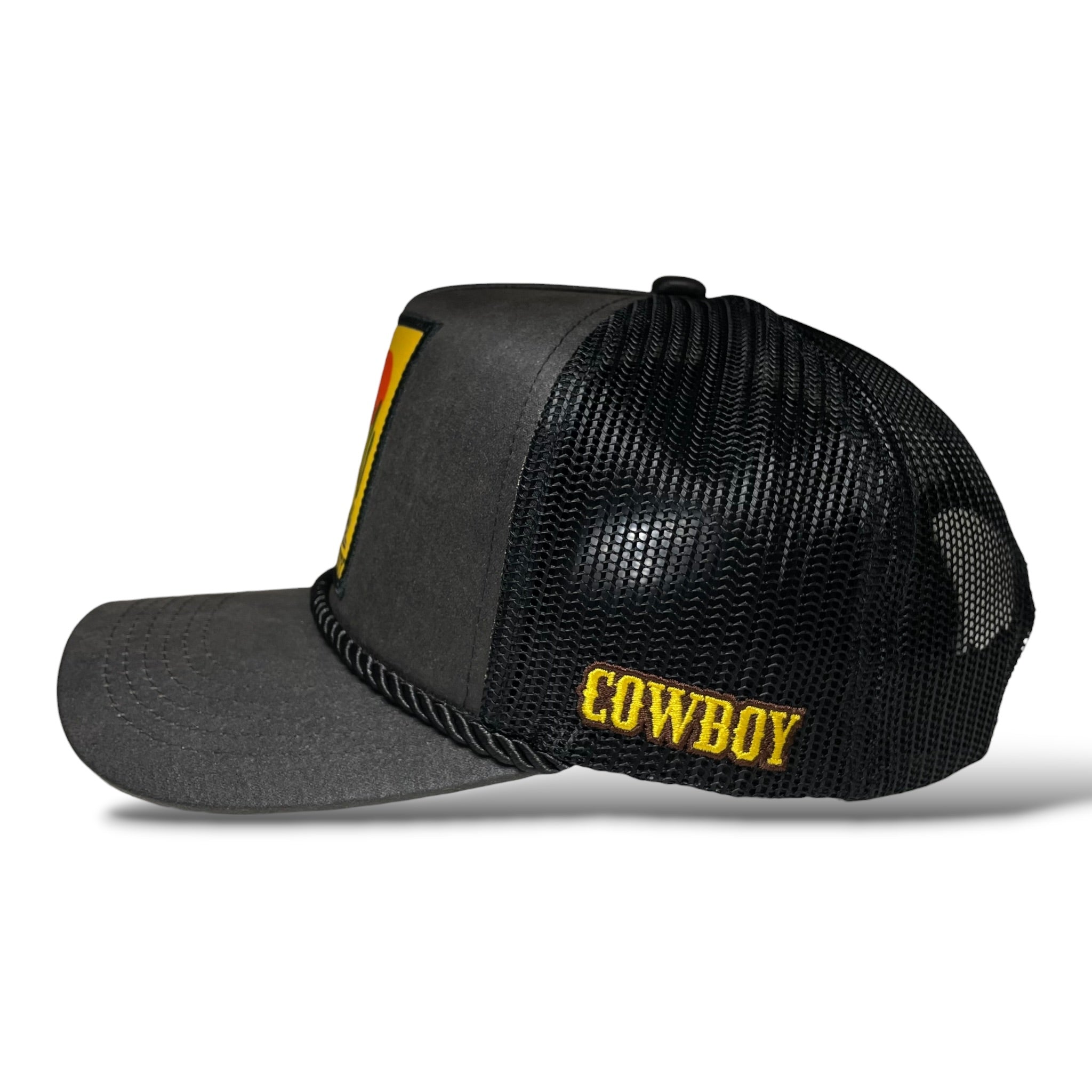 Western Cowboy Horse Patch Black Mesh Back Trucker Hat