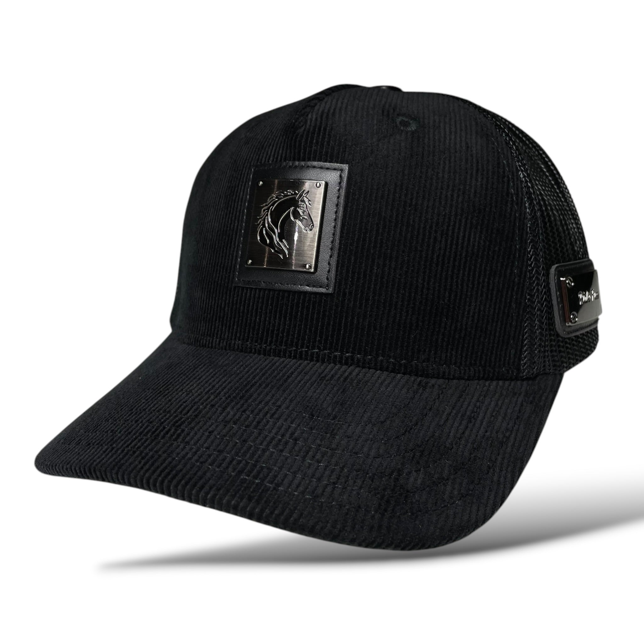 Horse & Ride Free Emblem Black Corduroy Western Baseball Cap