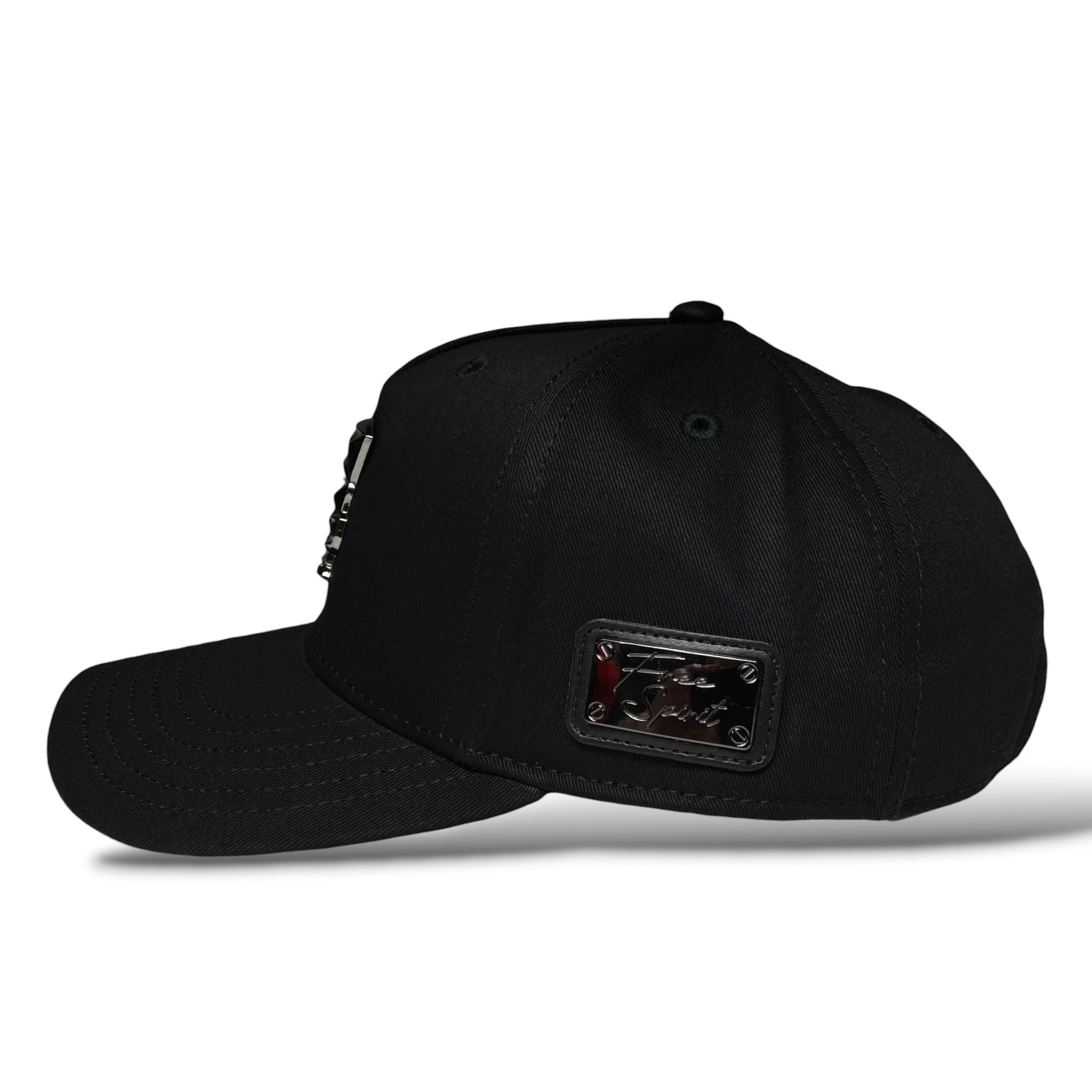 Horse & Free Spirit Emblem Black Western Baseball Cap Curved Visor