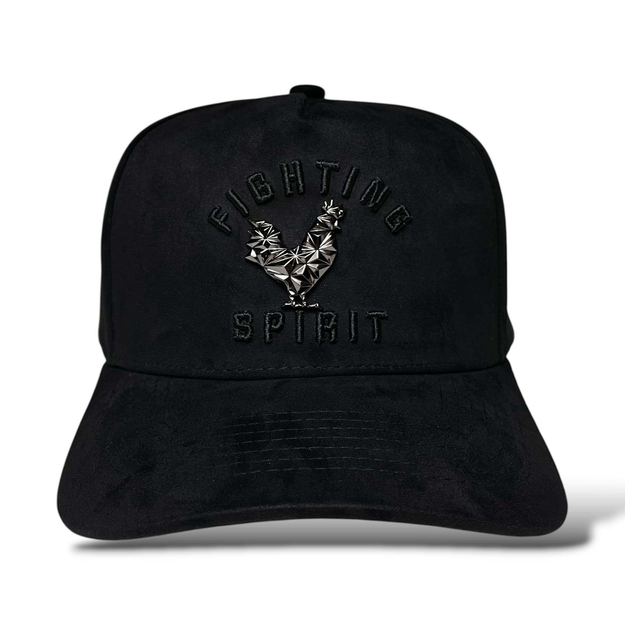 Rooster Emblem Suede Baseball Hat with Fighting Spirit Embroidery