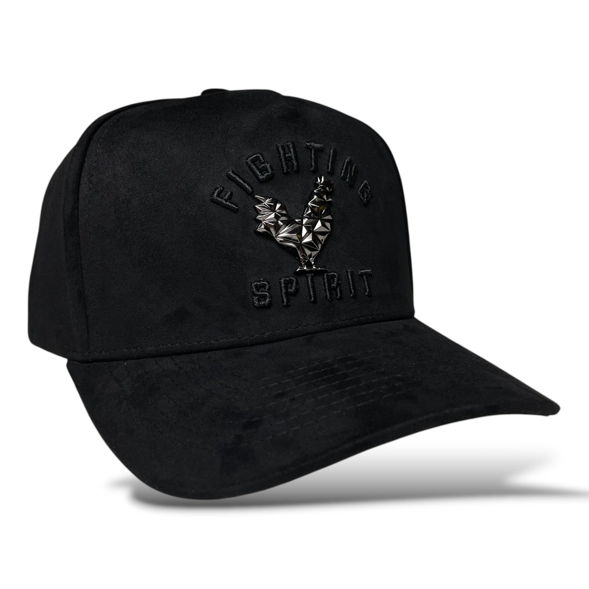 Rooster Emblem Suede Baseball Hat with Fighting Spirit Embroidery