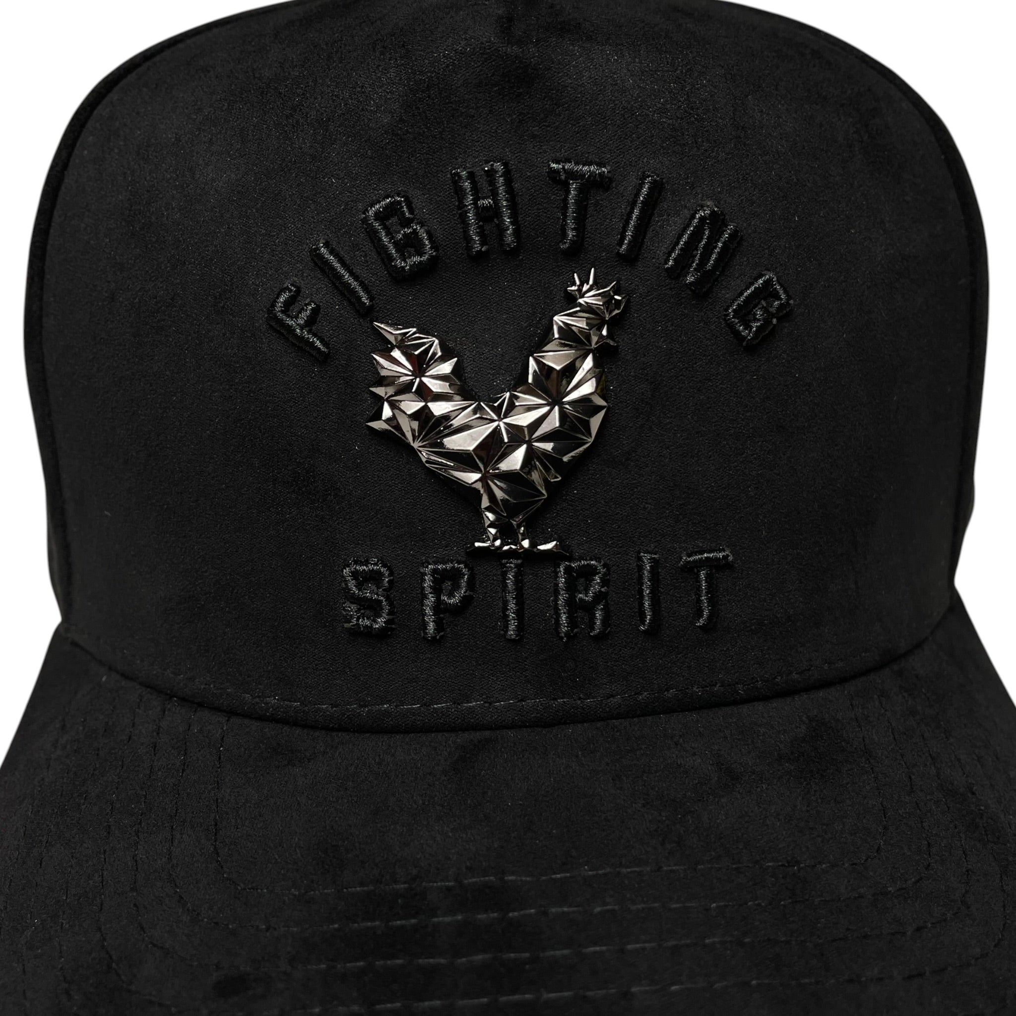 Rooster Emblem Suede Baseball Hat with Fighting Spirit Embroidery