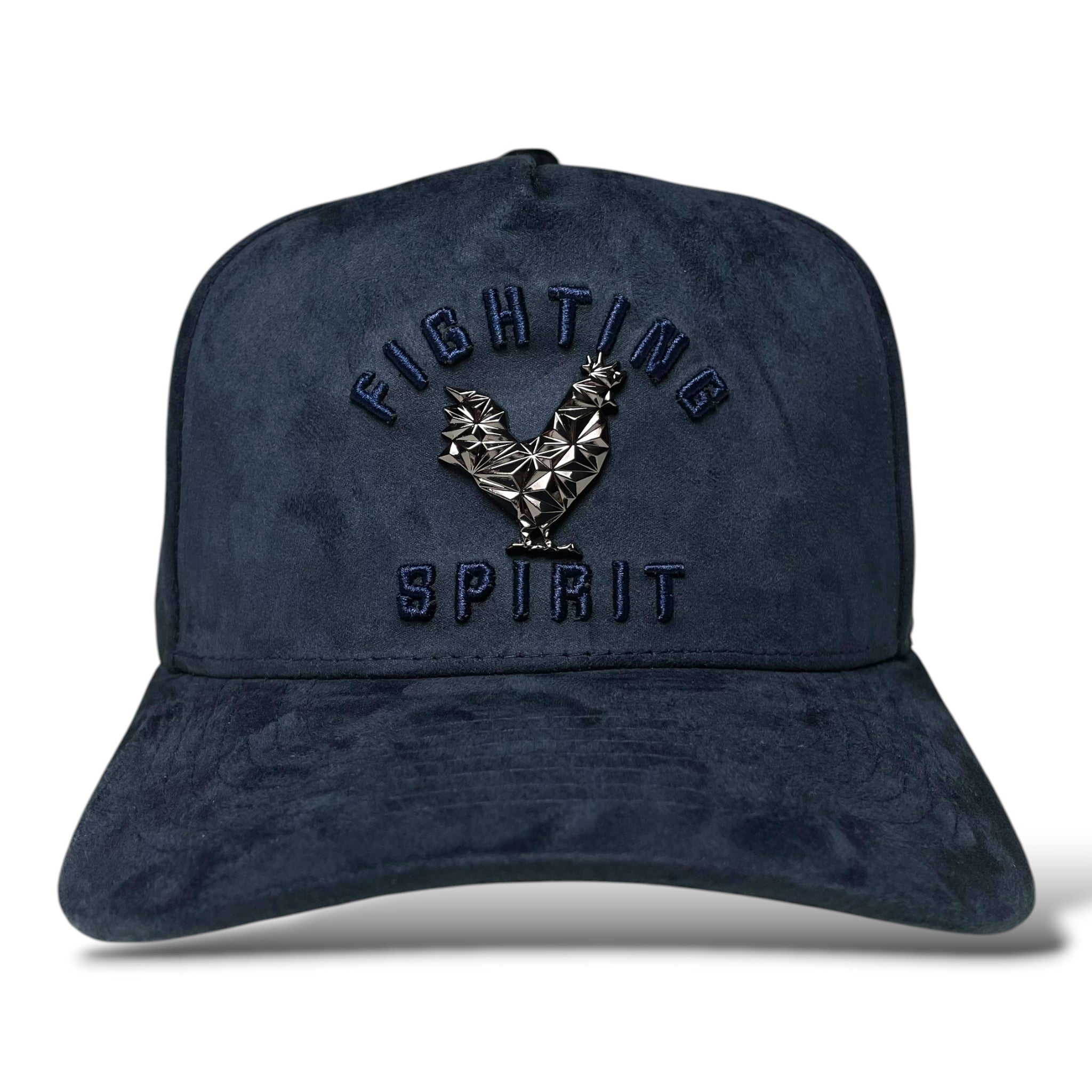 Rooster Emblem Suede Baseball Hat with Fighting Spirit Embroidery Curved Brim