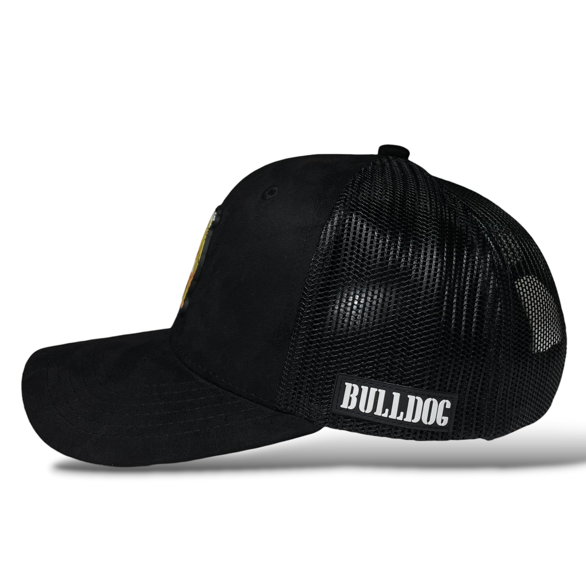Bulldog Rubber Patch Baseball Snapback Hat with Mesh Back