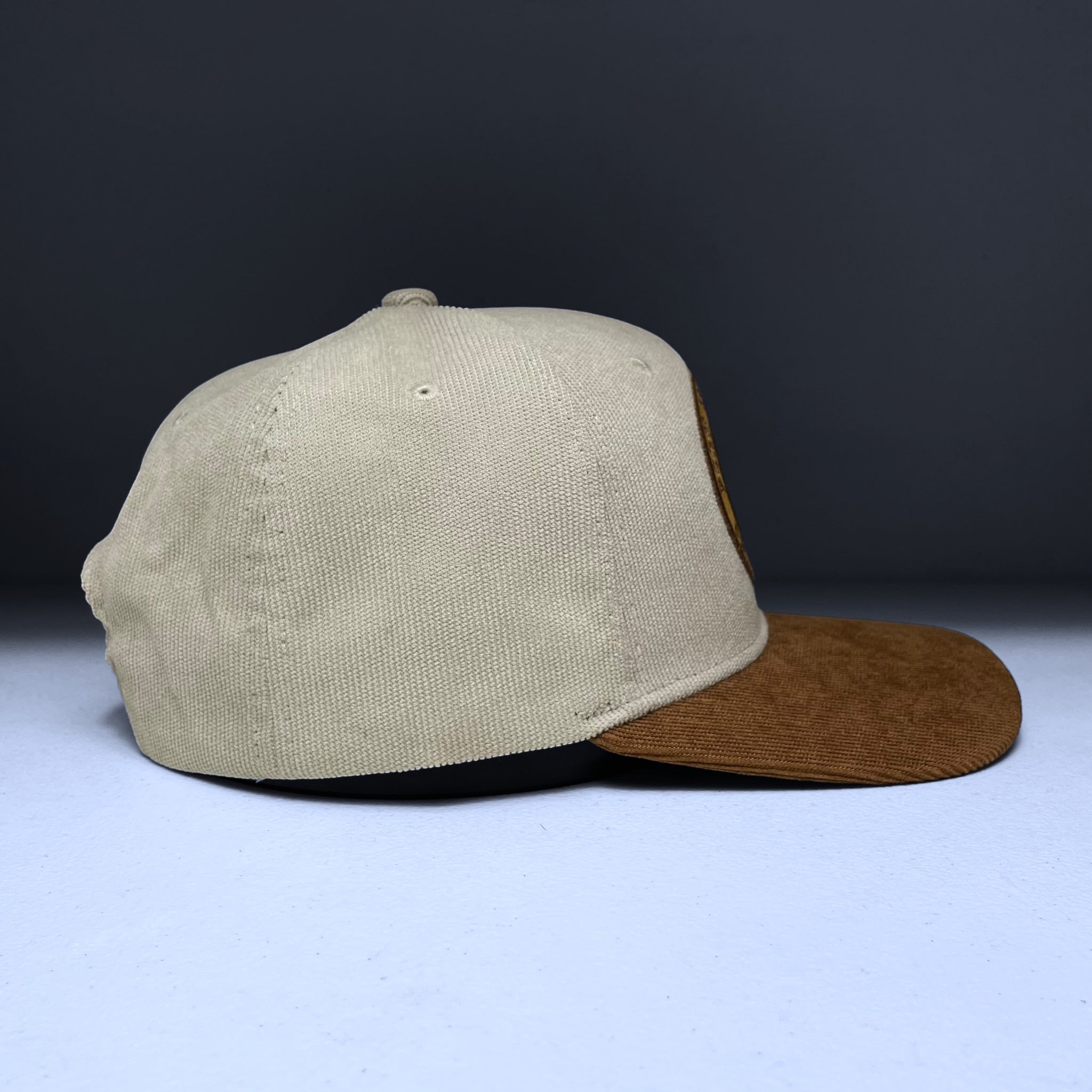 USA Flag Eagle Embroidered Beige Corduroy Snapback Cap