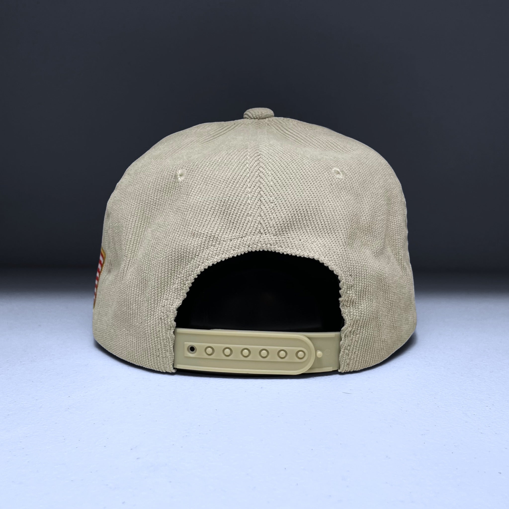 USA Flag Eagle Embroidered Beige Corduroy Snapback Cap